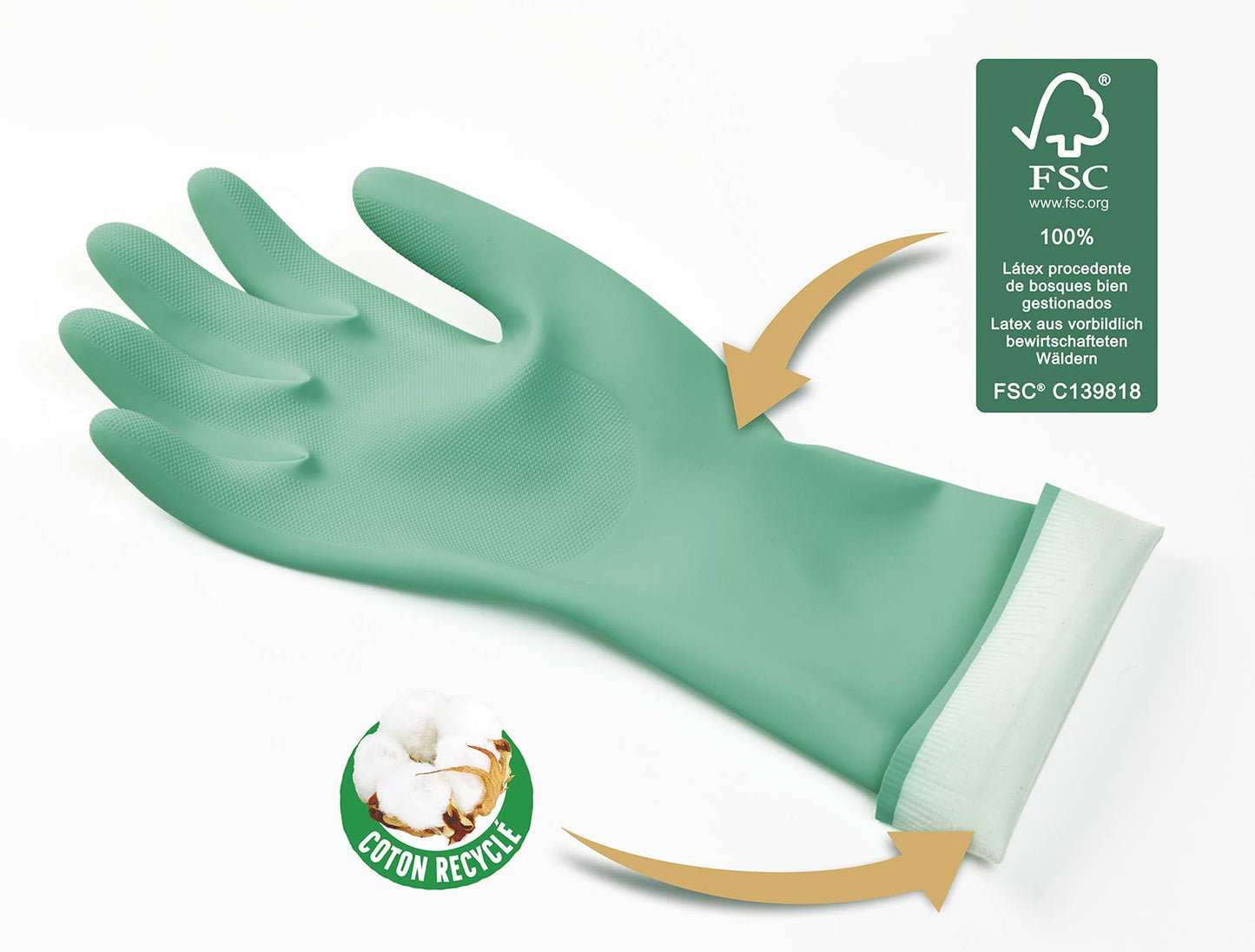 Spontex Daily Care - Guantes de látex 100% aprobado por el FSC, forro de algodón reciclado, para todo tipo de tareas de limpieza y cuidado, talla M (7-7,5)