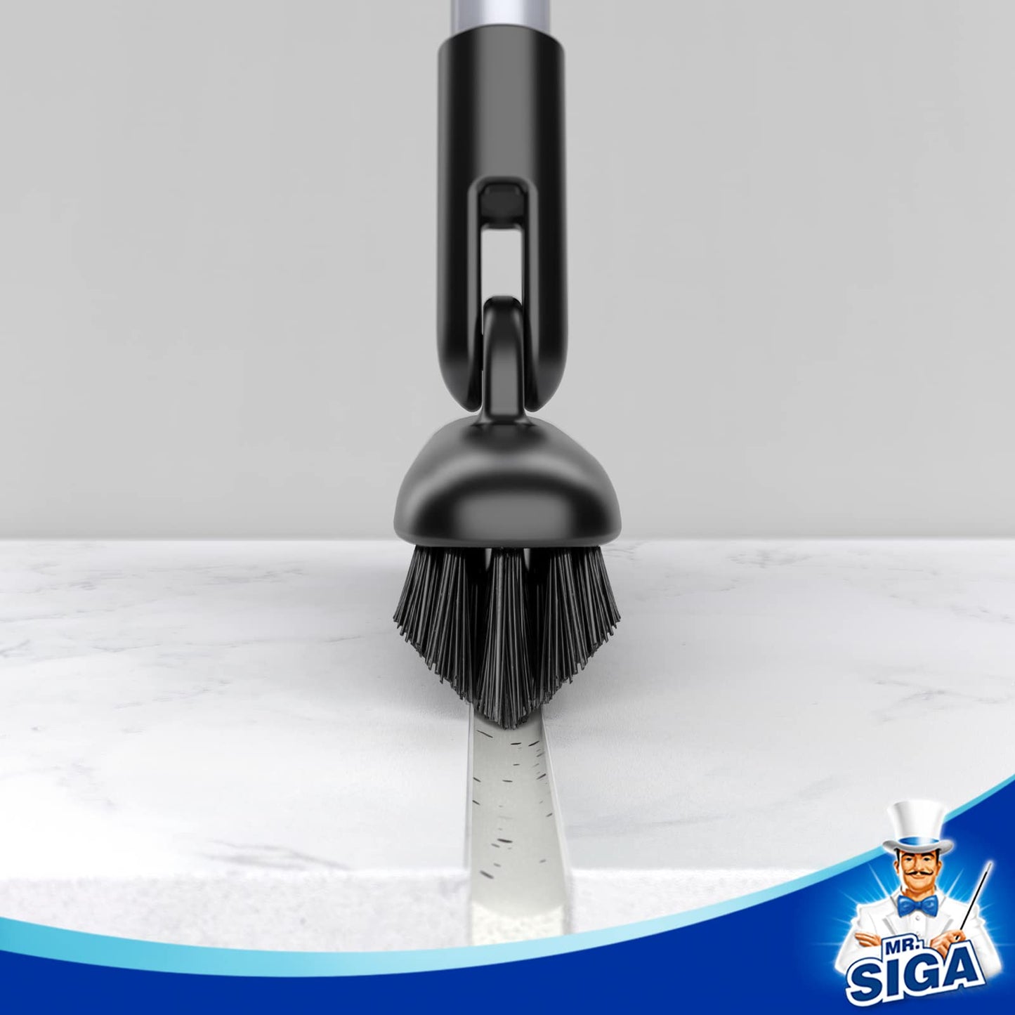 MR.SIGA Cepillo para lechada con Mango Largo, Cepillo para Fregar con cerdas rígidas para Limpiar lechada y baldosas