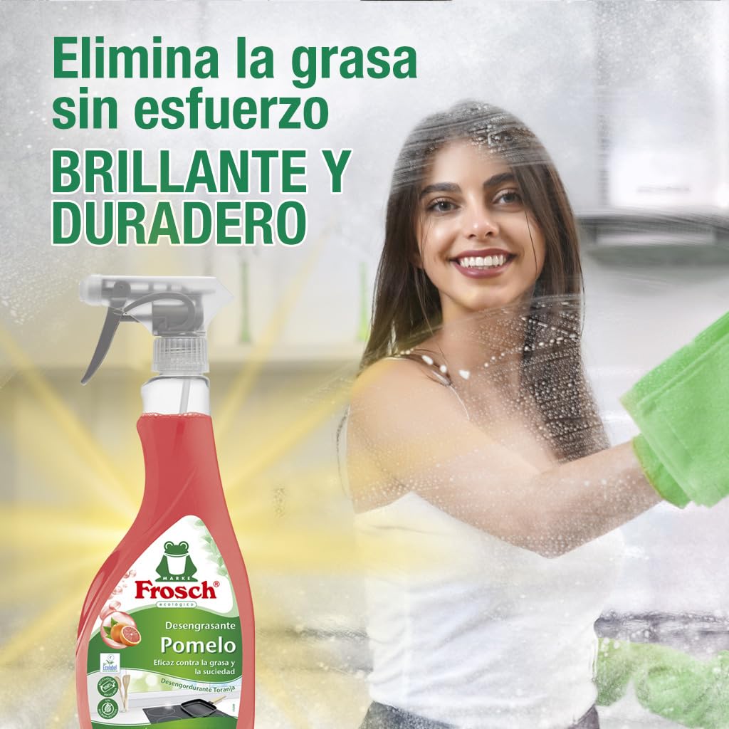 Frosch - Quitagrasas Desengrasante Ecológico Pomelo, Apto para Superficies Alimentarias, Elimina la Grasa sin Esfuerzo - 500 ml