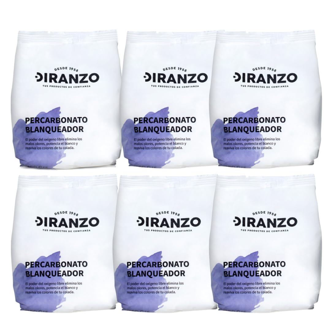 FAMILYCOM. Percarbonato Blanqueador Diranzo Pack 6 unidades. 750g x 6. Total 4,5 Kg. Quitamanchas, Blanqueante y Elimina Olores y Grasa.