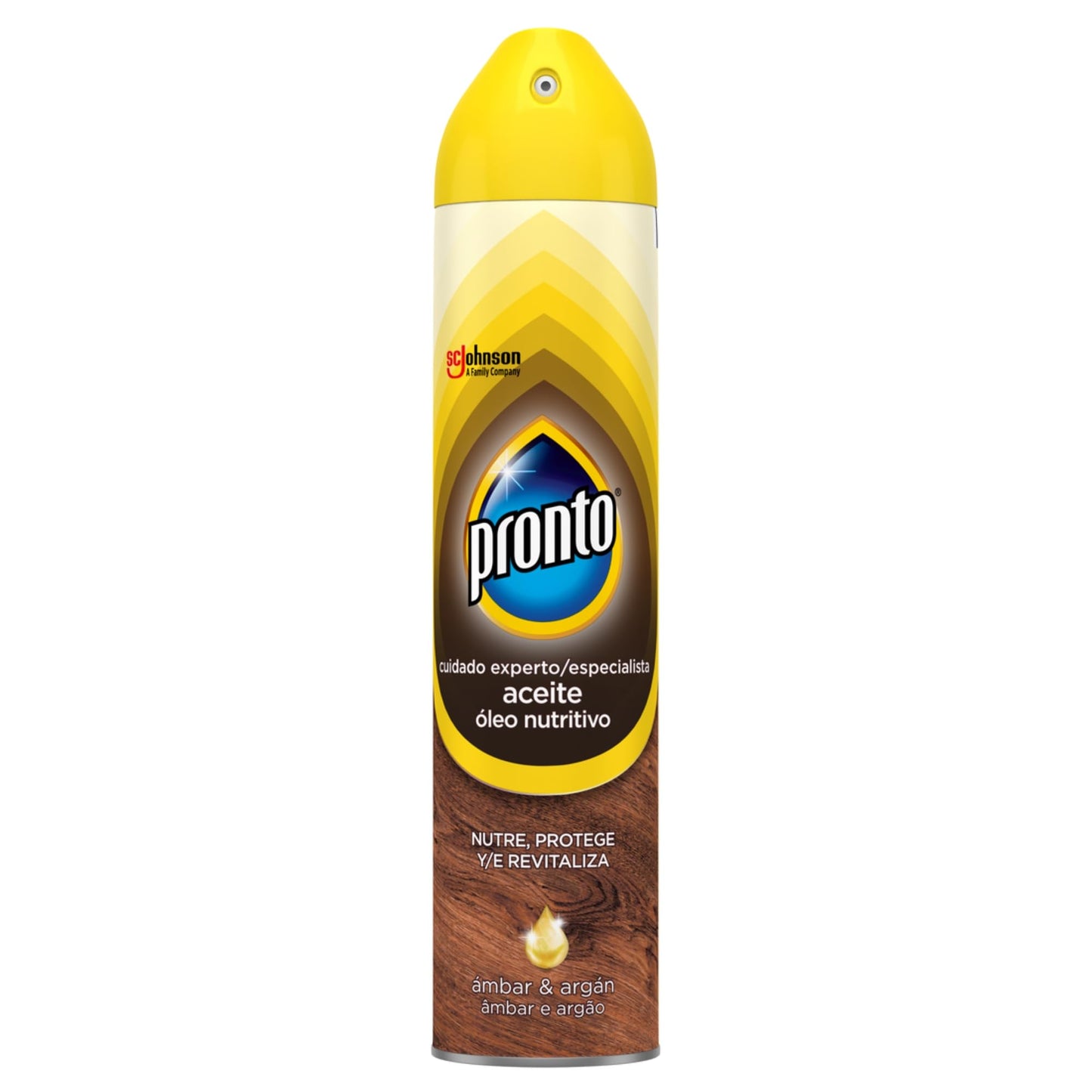 Pronto Revitaliza Aerosol para muebles con aceites nutritivos, Antipolvo y Abrillantador, 250 ml, El embalaje puede variar
