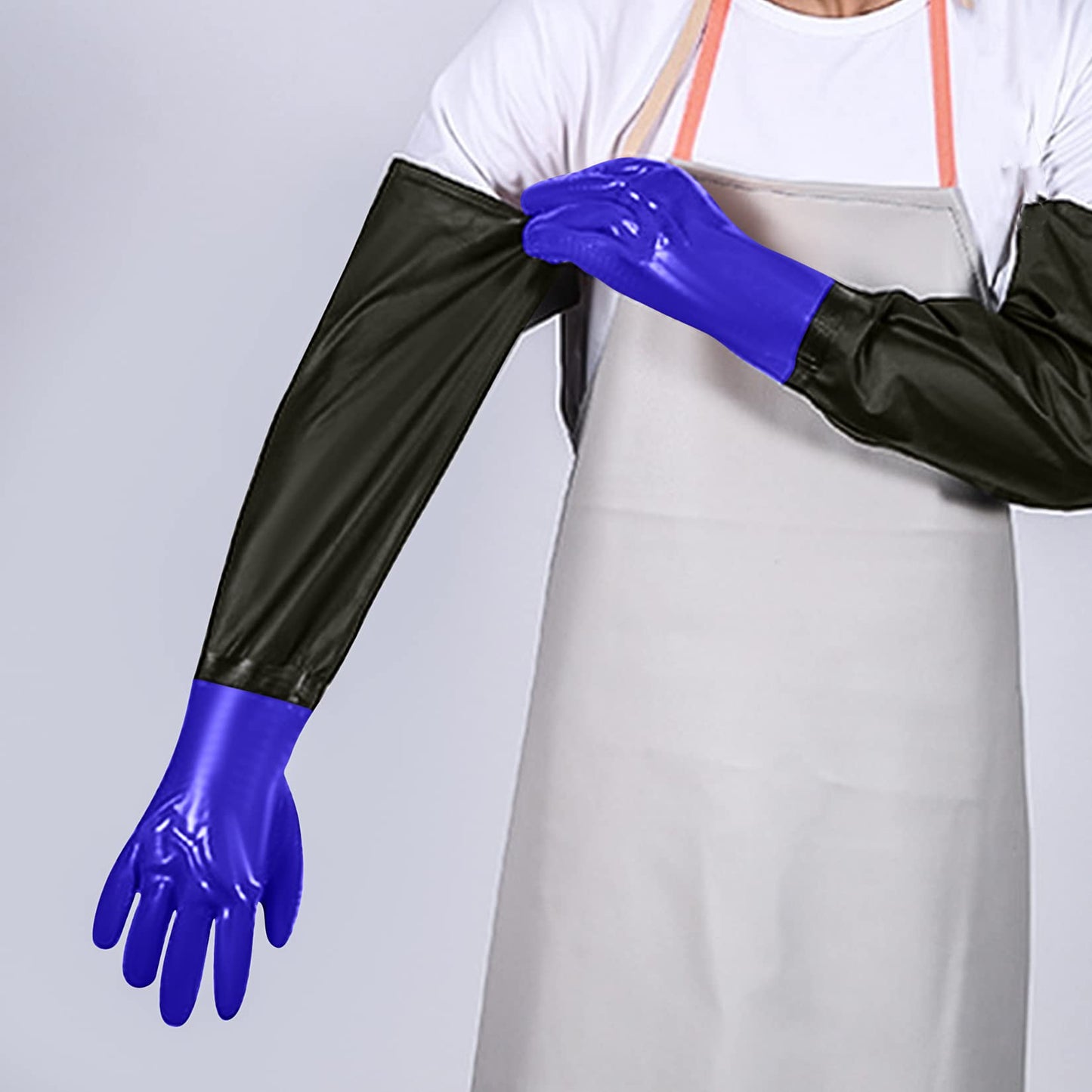 YiPHomn Guantes de Limpieza de Estanques, Guantes de Trabajo de Seguridad, Guantes Impermeables Extra Larga de Goma, Guantes de Jardinería, para Acuario Estanque Hombres Mujeres