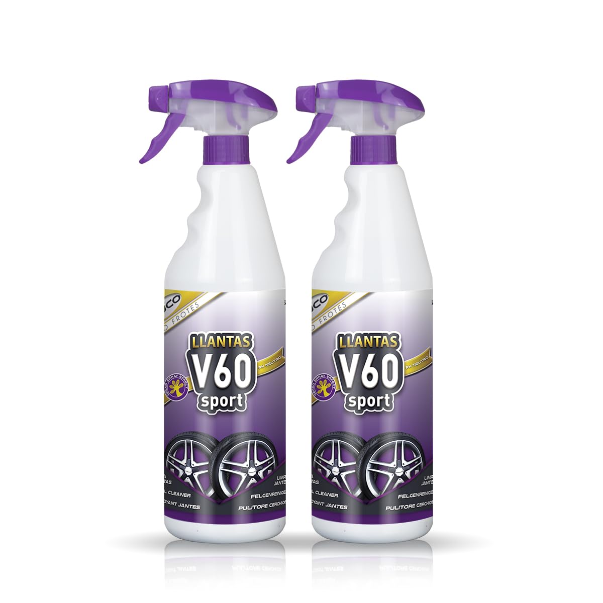 Sisbrill V60 Sport Limpia Llantas - Neutro y Seguro - Efecto Gecko Spray - Pack 2 Unidades
