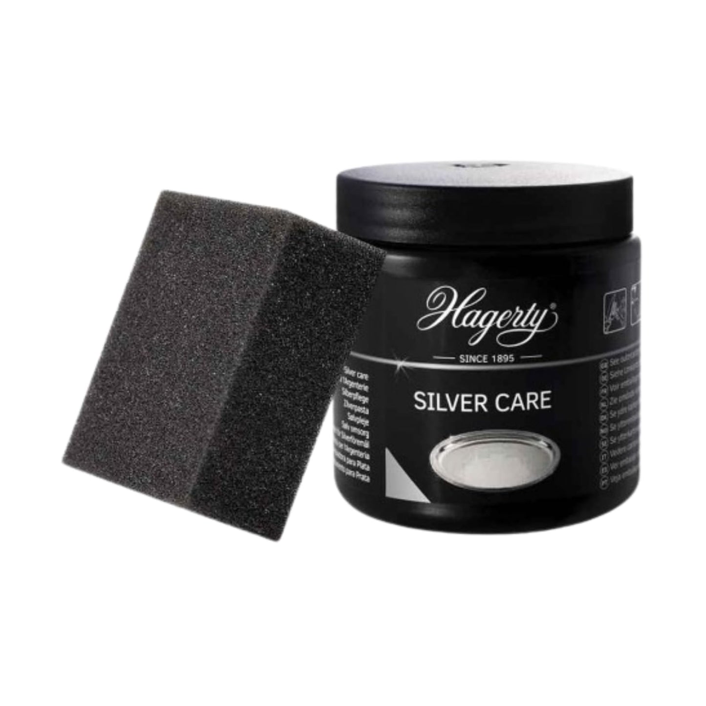 Hagerty Silver Care Silver 185g I Eficaz pasta de pulir plata y metales plateados con agentes antioxidantes I Para limpieza y cuidado de bandejas, fuentes o platos sin brillo I incluye una esponja