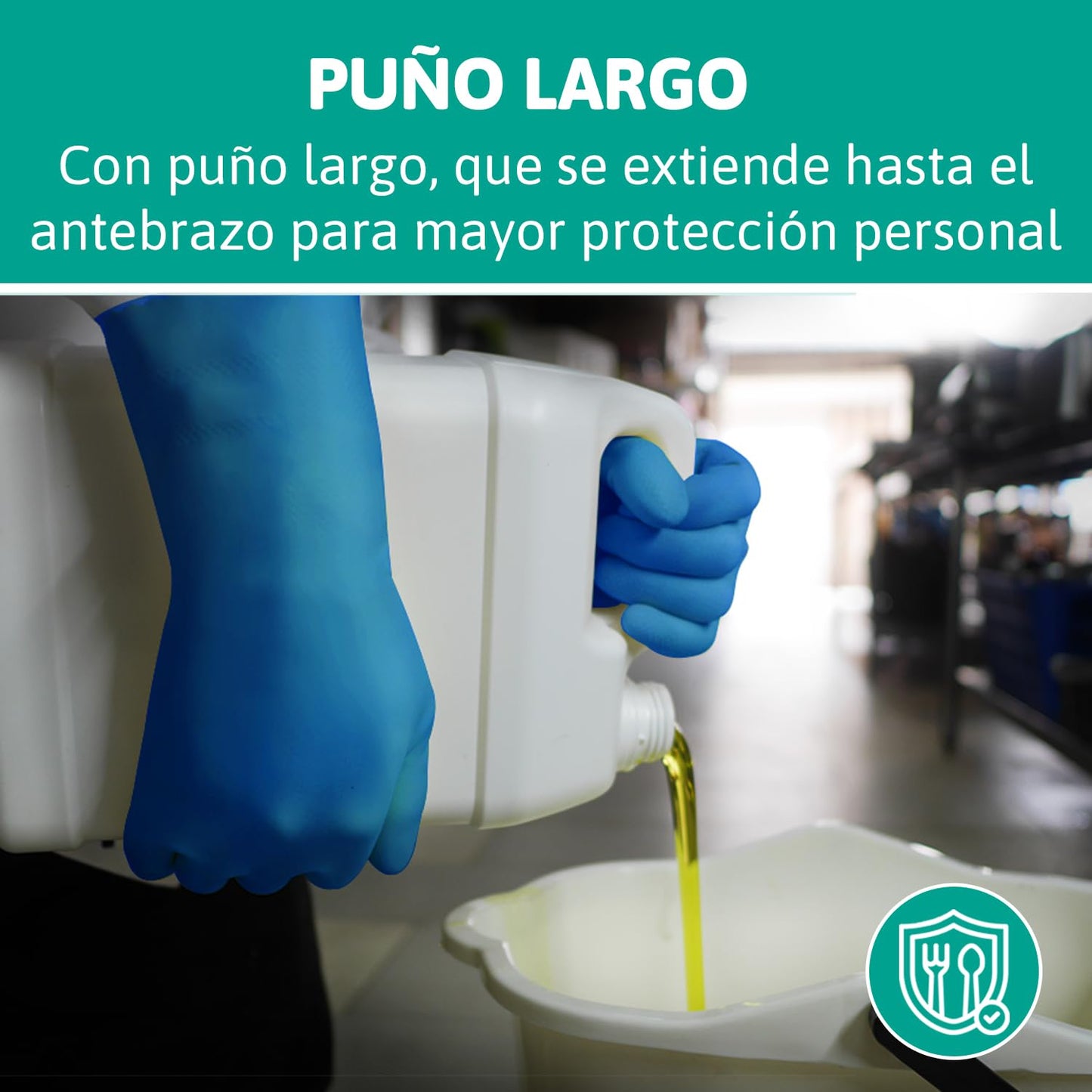 Ansell AlphaTec 37-310 Guantes de Nitrilo Reutilizables, Protección Química y Seguridad Alimentaria, Guantes de Trabajo Multiusos, Cocina y Limpieza del Hogar, Azul, Talla M (12 Pares)