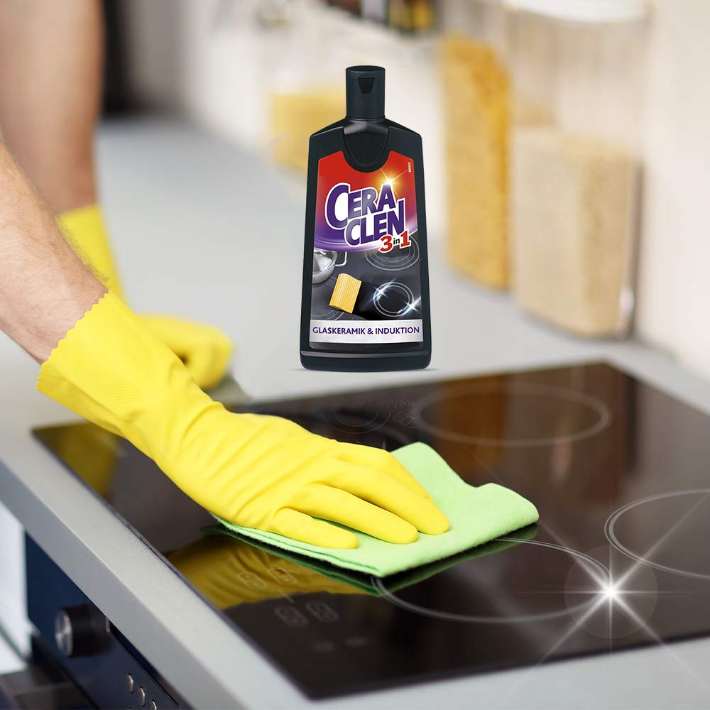 Hemir Ceraclen Limpiador y cuidado para vitrocerámica e inducción y acero inoxidable – limpieza, brillo y cuidado – 1 x 200 ml