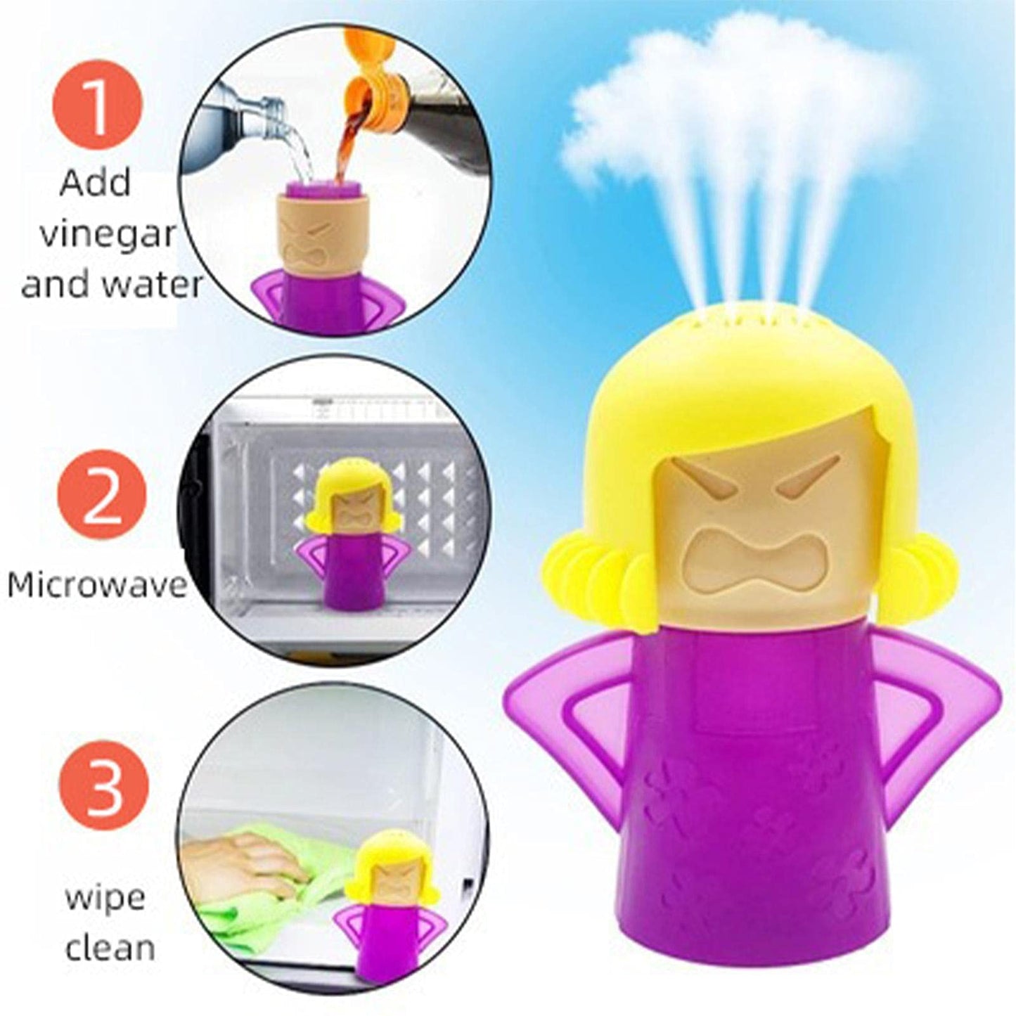 microondas Angry Mom,Vapor | Herramienta Equipo Limpieza Nevera Dibujos Animados, usando vinagre y Agua