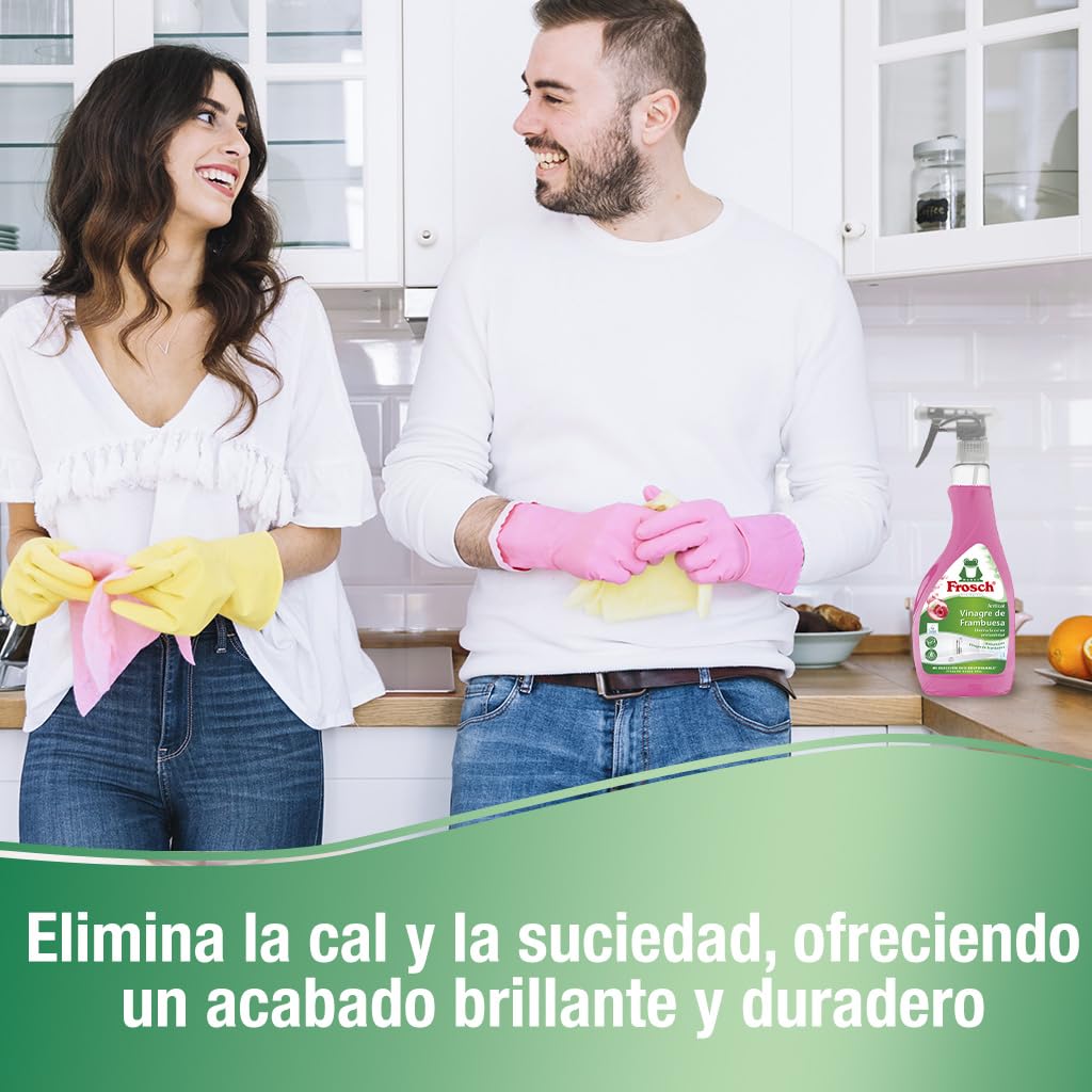 Frosch - Limpiador Antical Ecológico Vinagre de Frambuesa, Elimina las Manchas de Cal y Suciedad del Baño, Eficacia desincrustante - 500 ML
