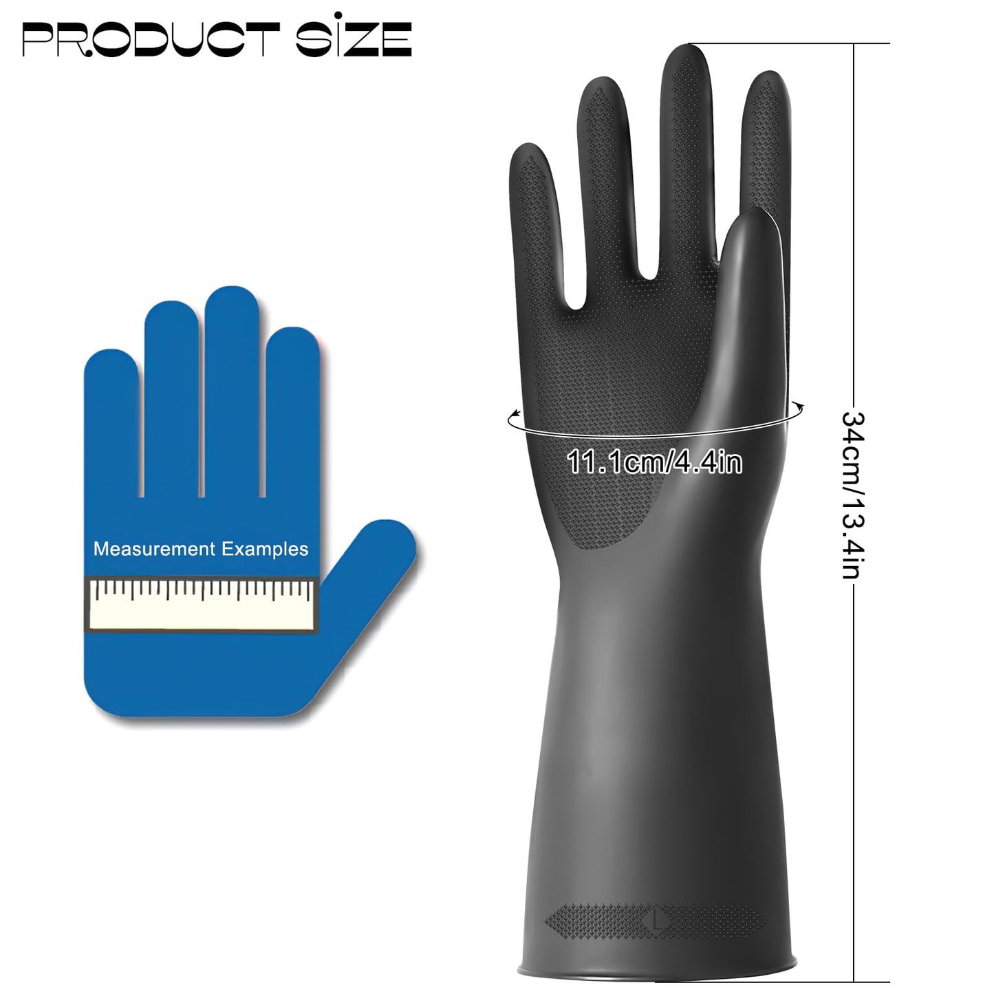 ZLLkeji Guantes Para Trabajo Impermeables Guantes de Limpieza Antideslizante Guantes de Goma Resistentes Alta Protección Química y Resistencia a La Abrasión Negro