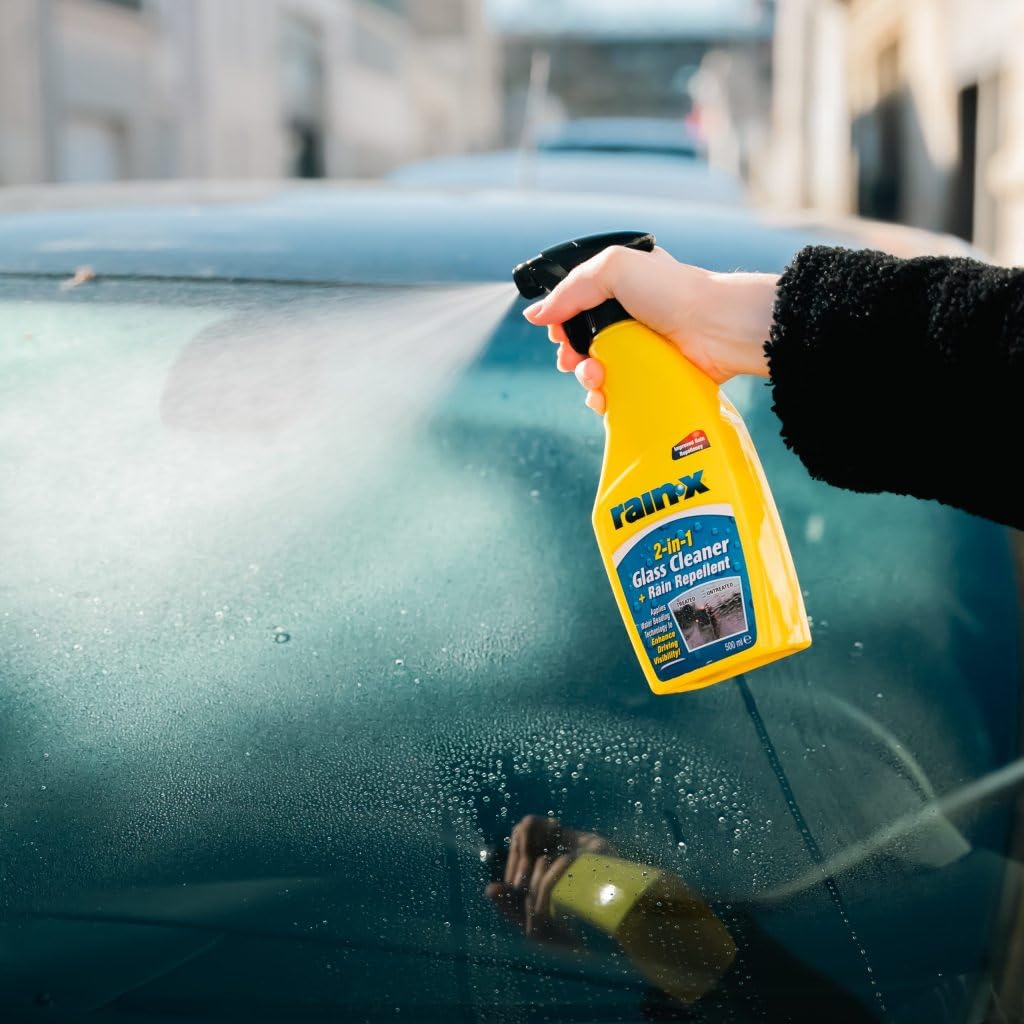 Rain-X Limpiaparabrisas 2 en 1 - Repelente de Lluvia - Limpieza sin Rayas - Protección contra Suciedad, Nieve e Insectos - 500 ml