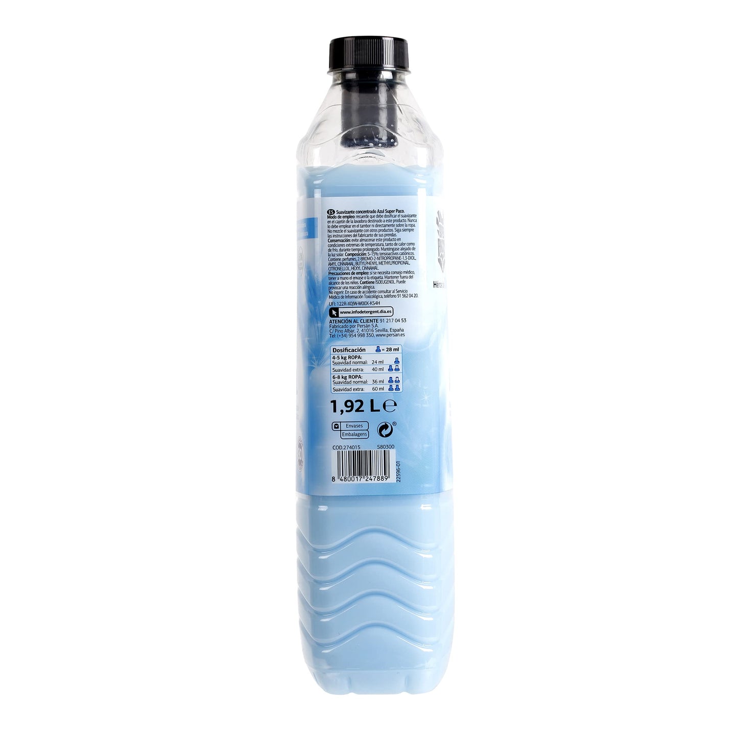 DIA SUPER PACO suavizante concentrado azul botella 80 lv