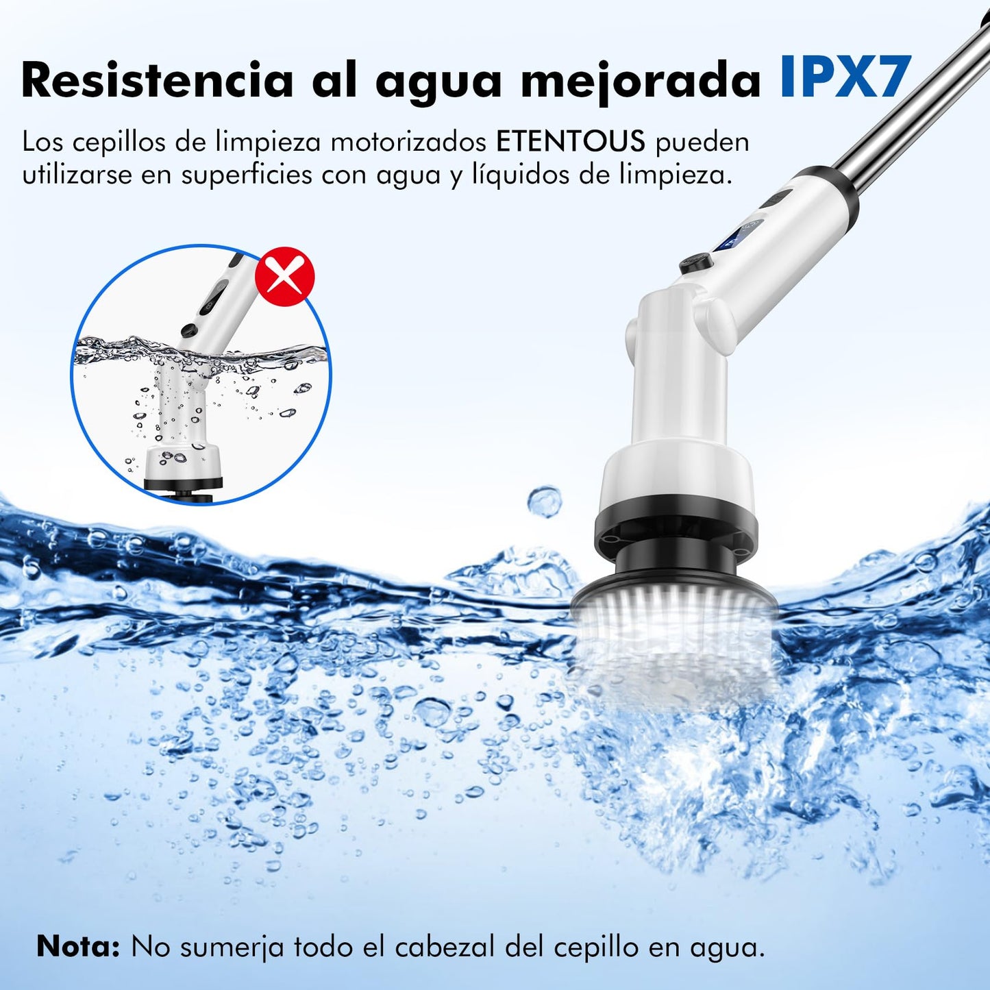 ETENTOUS Cepillo Limpieza hogar, 8 in 1 Cepillo electrico Limpieza hogar, limpiacristales electrico con 140cm Mango Ajustable, 3 Velocidades 3 ángulos, Cleaning Brush para baño, Tina, Cocina, Piso