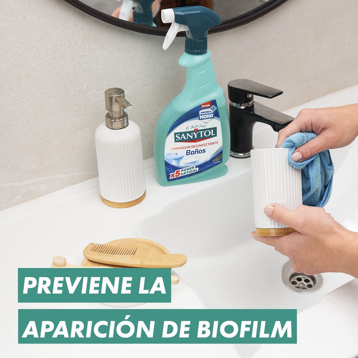 Sanytol – Limpiador Desinfectante Antical Baños, Elimina Bacterias, Hongos y Virus Sin Lejía, Perfume Eucaliptus - 750 ML