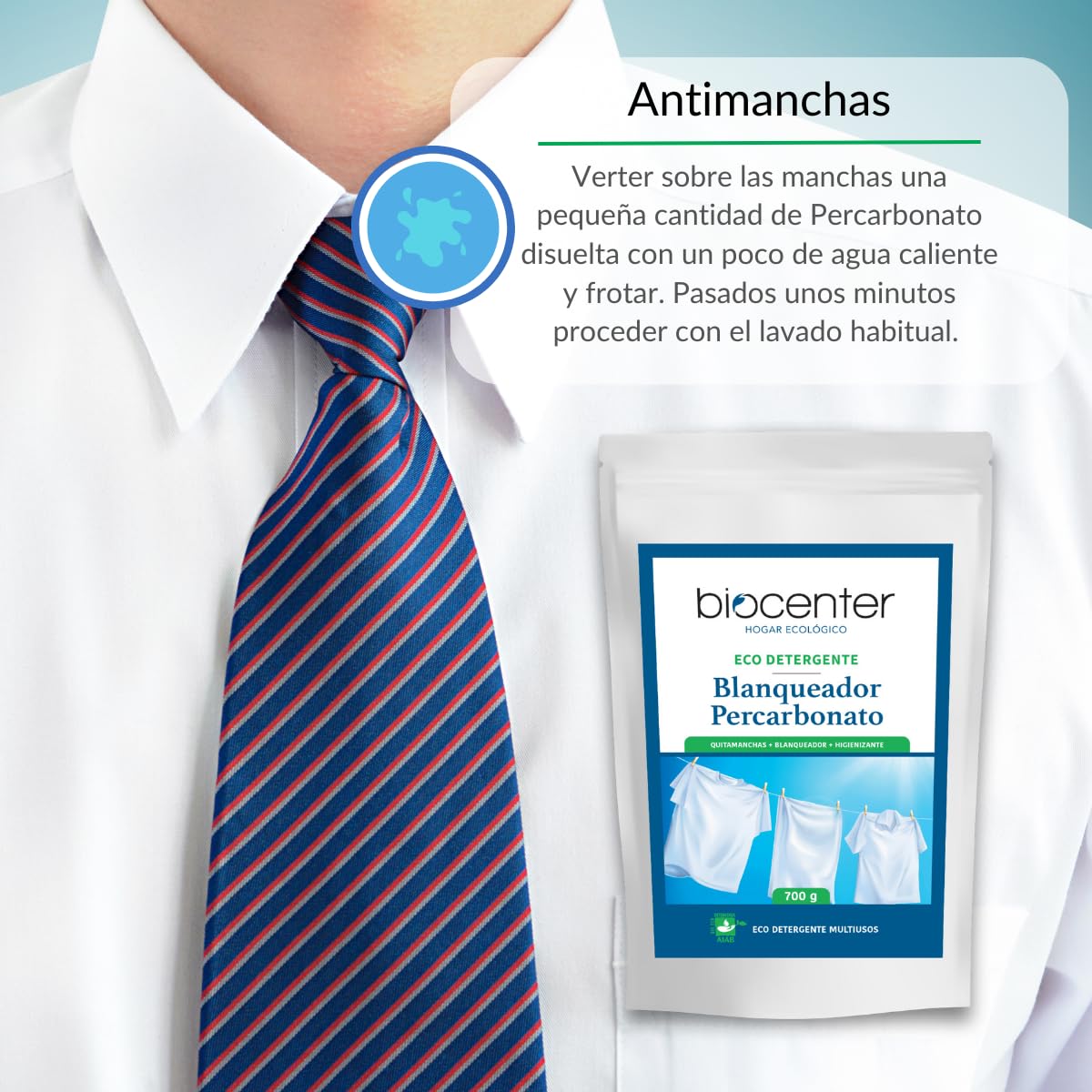 BIOCENTER - Percarbonato puro y certificado ecológico - Blanqueador natural para la ropa, Quitamanchas, Higienizante -100% biodegradable