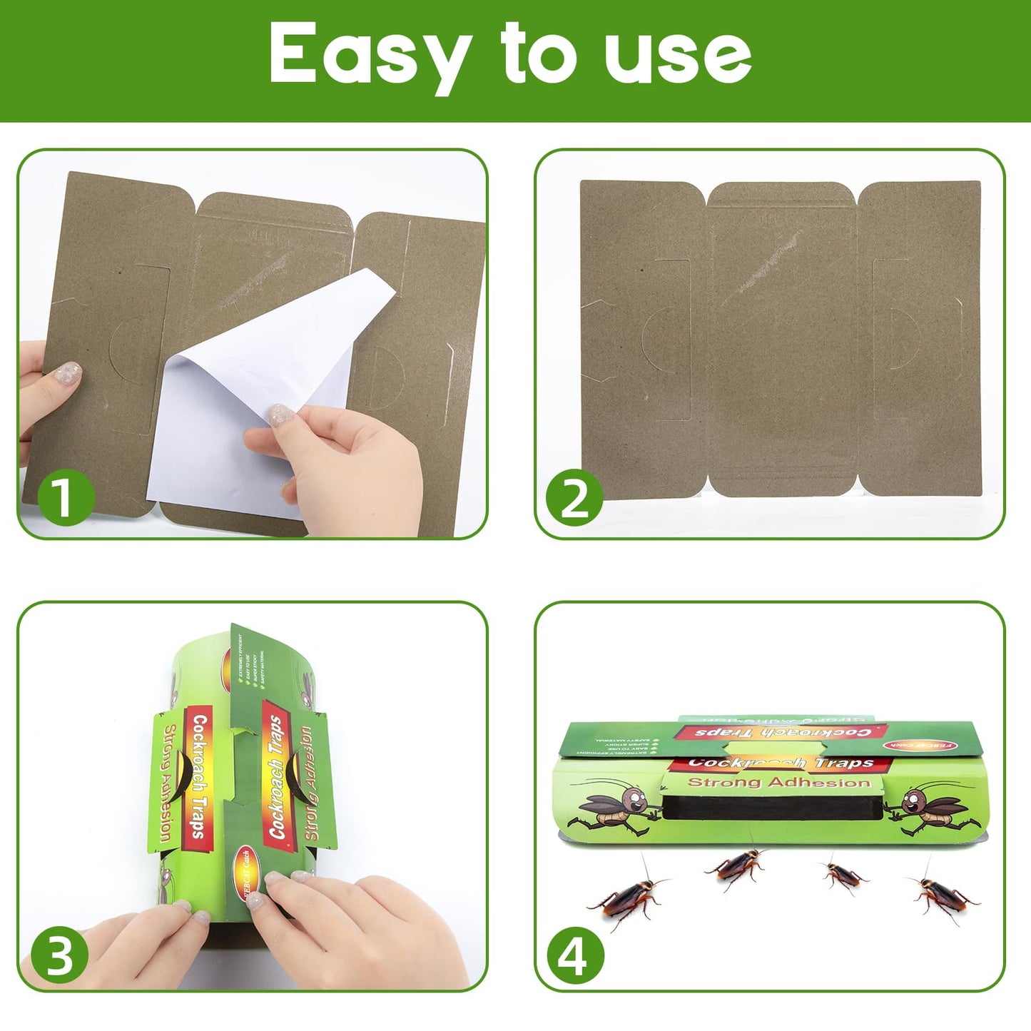 Juego de 26 Trampas para Cucarachas, Productos de Cucarachas Eliminar, Captura Efectiva de Cucarachas contra Cucarachas, Verdes