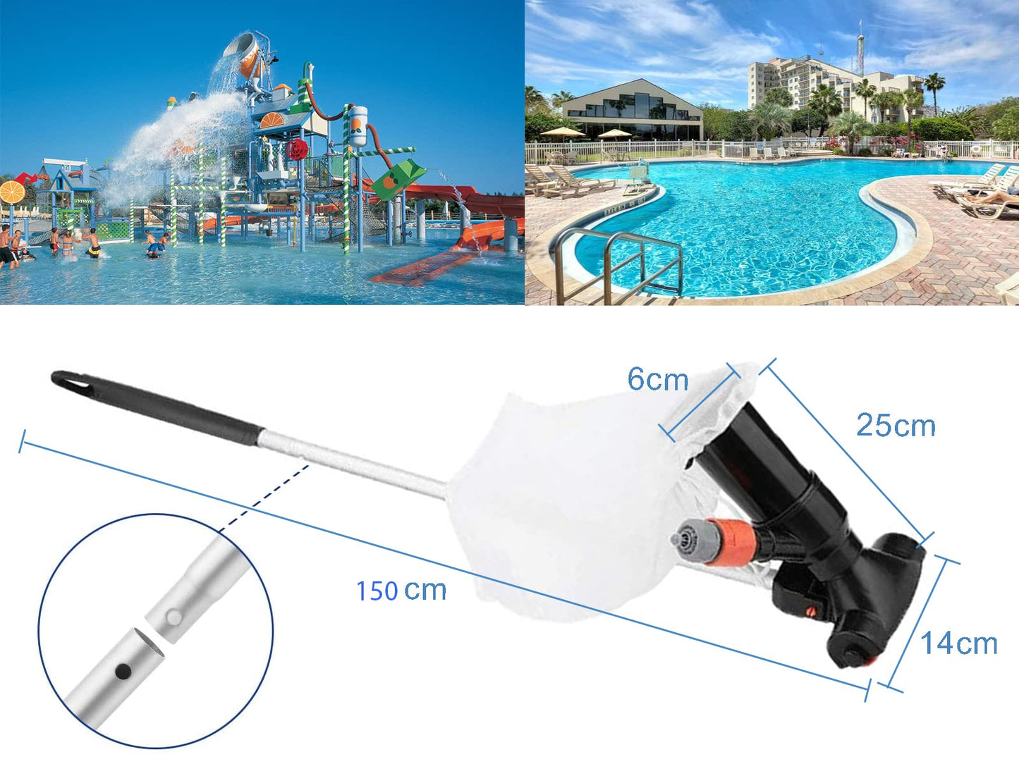 Limpiafondos Piscina Hidraulico, Aspiradora Piscina Pequeña, Kit Limpieza Piscina Desmontable, Limpiador Piscina Fondo Y Paredes Manual, Aspirador Agua Piscina Estanques para Jardin (Azul)