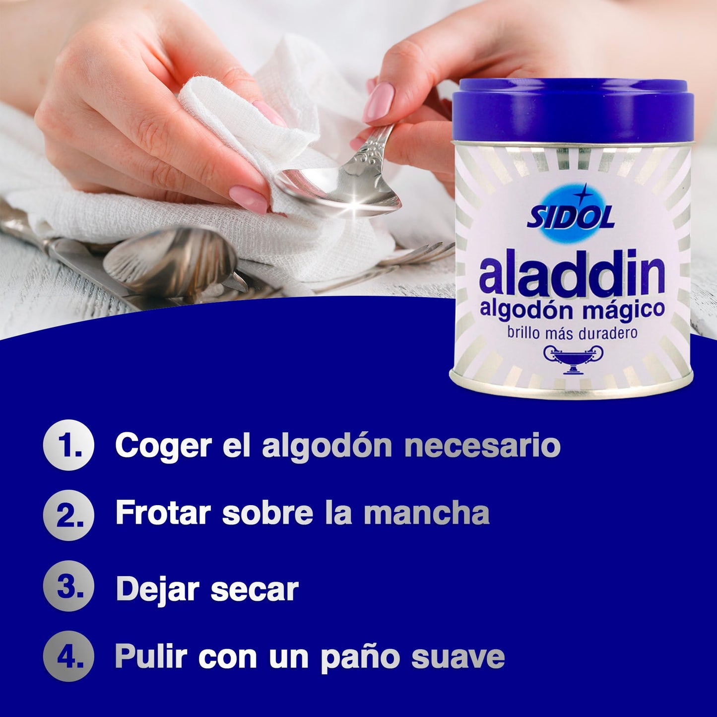 Aladdin - Algodón Limpia Metales, Limpia Plata y Otros Metales - 75 g