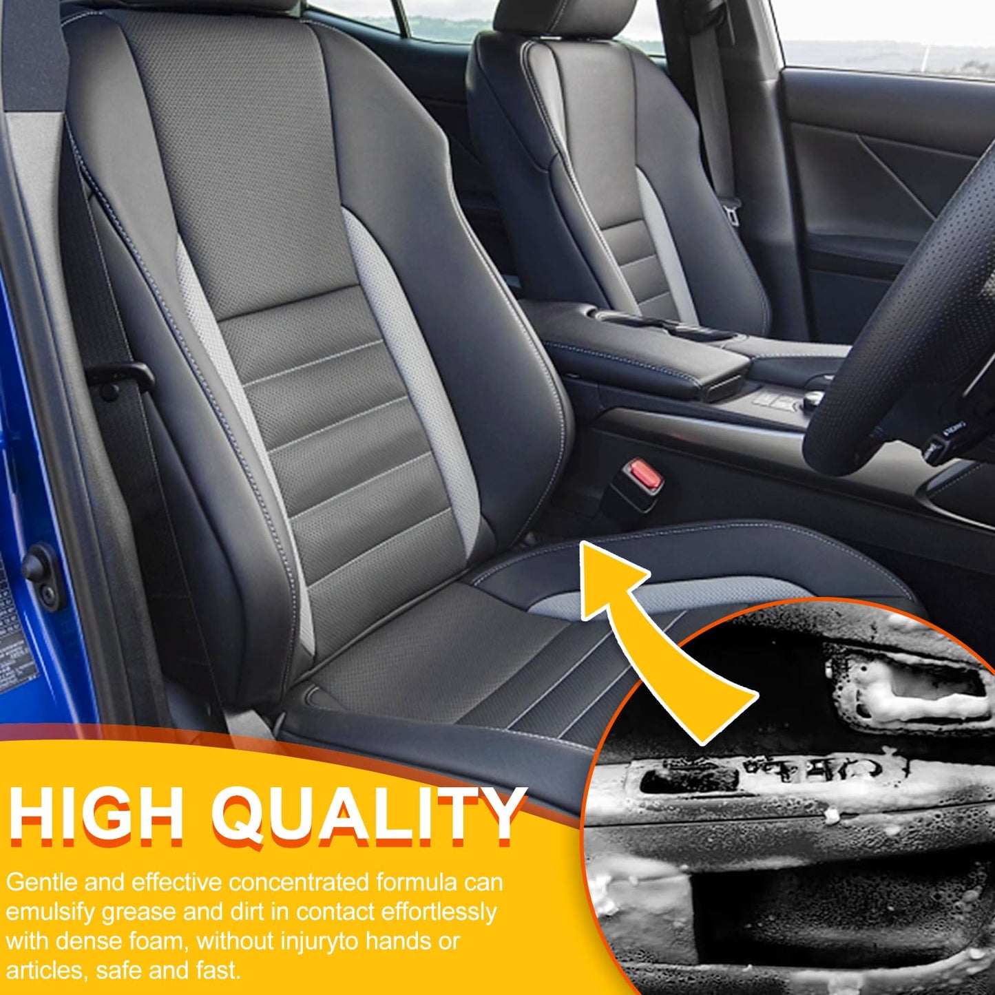 Qooloo Car Magic Foam Cleaner (100 ml, 2 uds),Multipurpose Foam Cleaner Spray,Powerful Stain Removal Kit for Car And Kitchen,Leather Decontamination