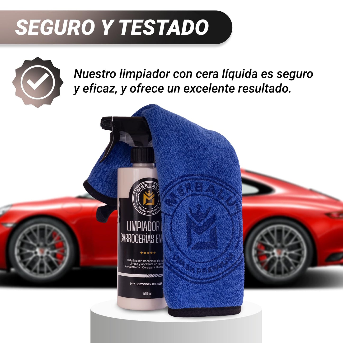 Limpieza de coche exterior profesional en seco con cera de carnauba Limpiador y abrillantador Potente tratamiento ceramico de carrocería para coche y moto bayeta microfibra premium incluida