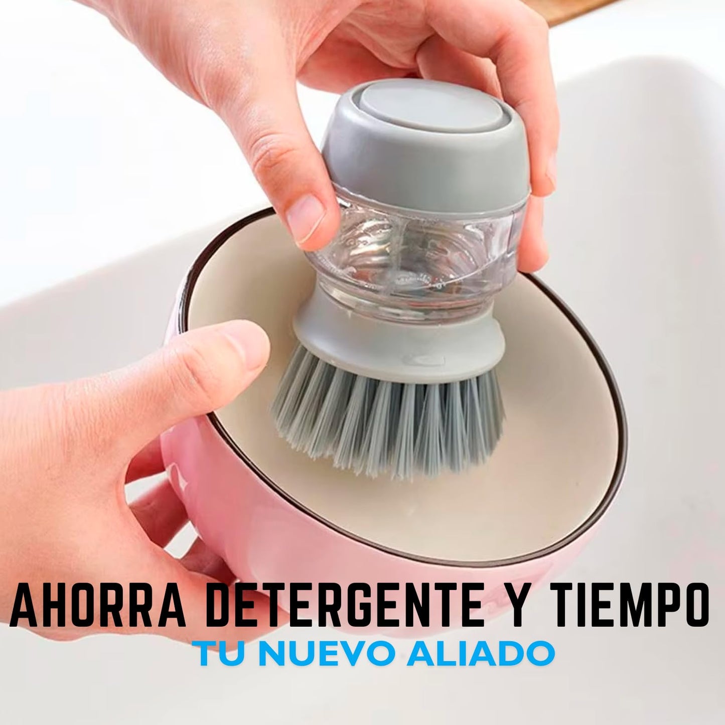 Estropajo Cocina - Cepillo Limpieza Hogar - Cepillo RELLENABLE de Jabón - Cepillo Fregar Platos - Dispensador Jabon Cocina - Dispensador Jabon Baño