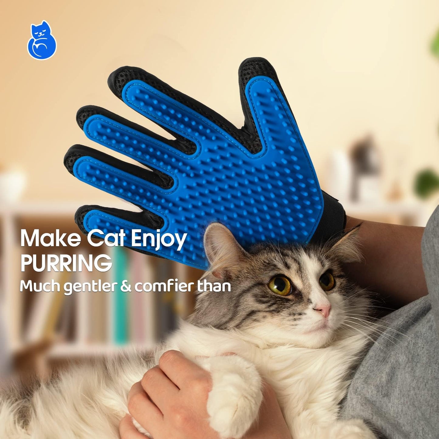 Guante de cepillado para mascotas, guante que elimina el pelaje de forma suave, herramienta de masaje con diseño de cinco dedos, perfectos para perros y gatos de pelo largo y corto