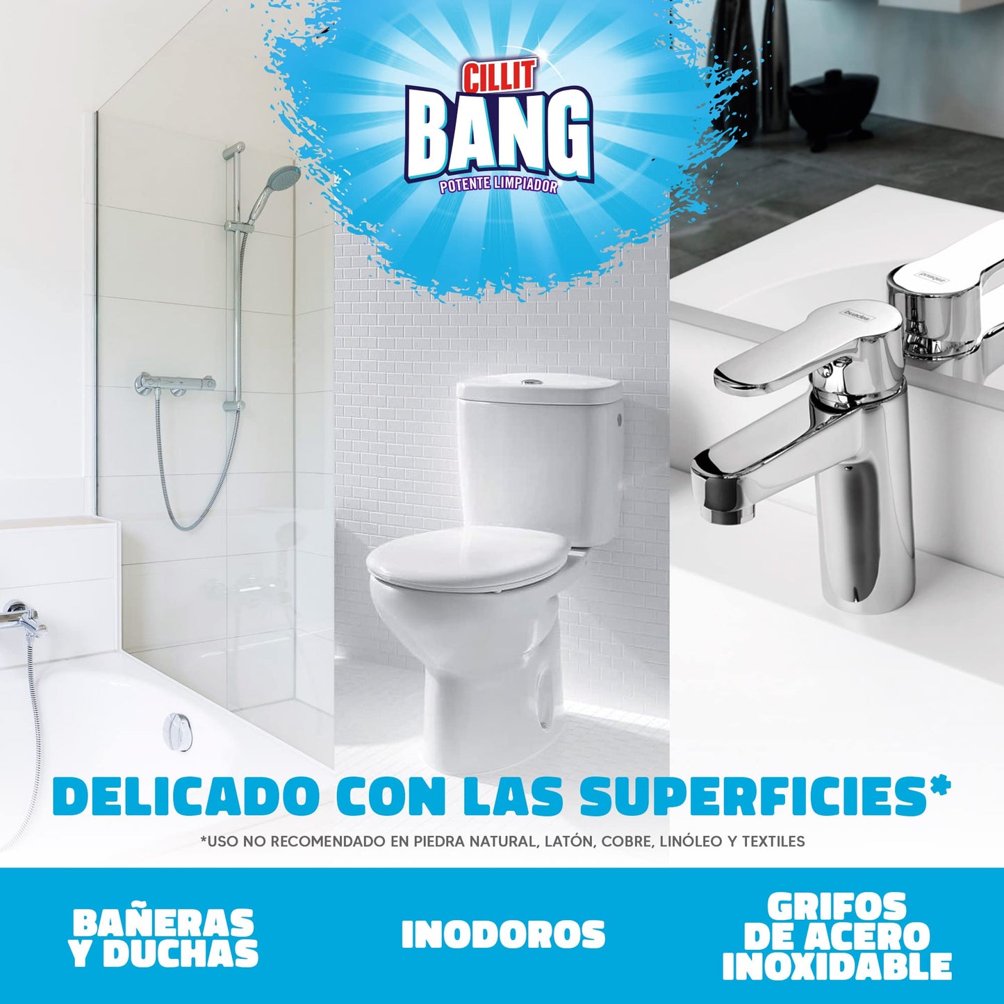 Cillit Bang Baño Ultra brillo, potente limpiador para el baño, formato spray - Pack de 3 x 750 ml, total 2.25 L