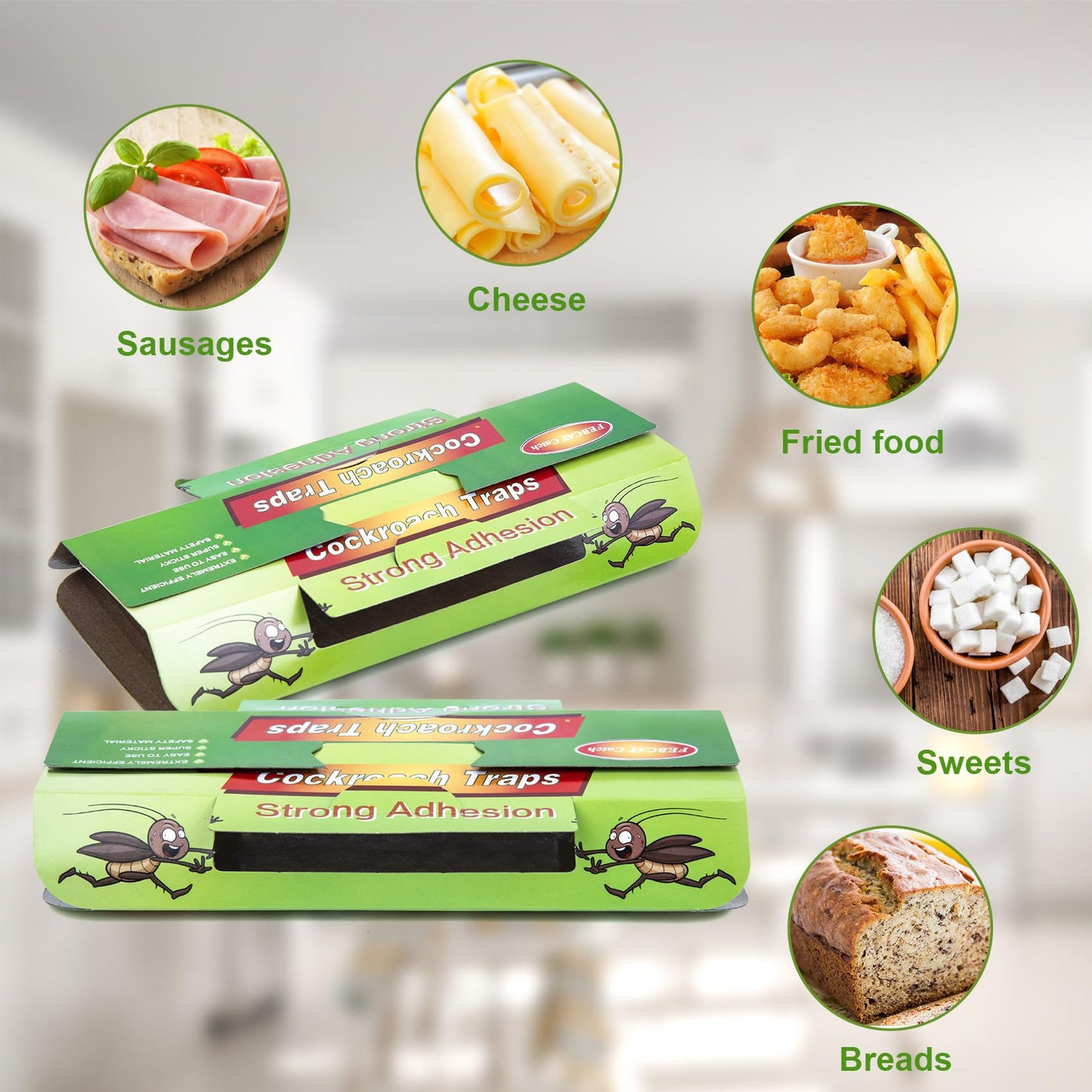 Juego de 48 Trampas para Cucarachas, Productos de Cucarachas Eliminar, Captura Efectiva de Cucarachas Contra Cucarachas, Verdes