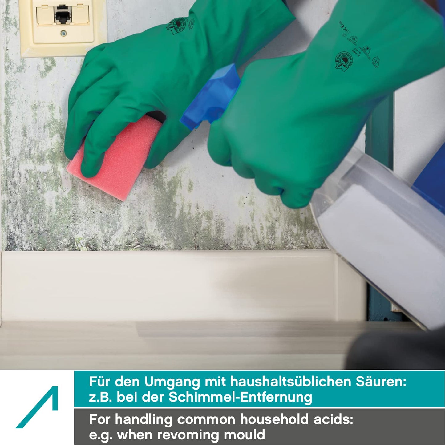 ACE - Guantes Nitrilo Heisenberg - 3 pares - Resistentes a productos químicos para trabajos domésticos e industriales - Sin látex, impermeable, para limpieza y vajilla - EN 388/374-1/374-5 - M