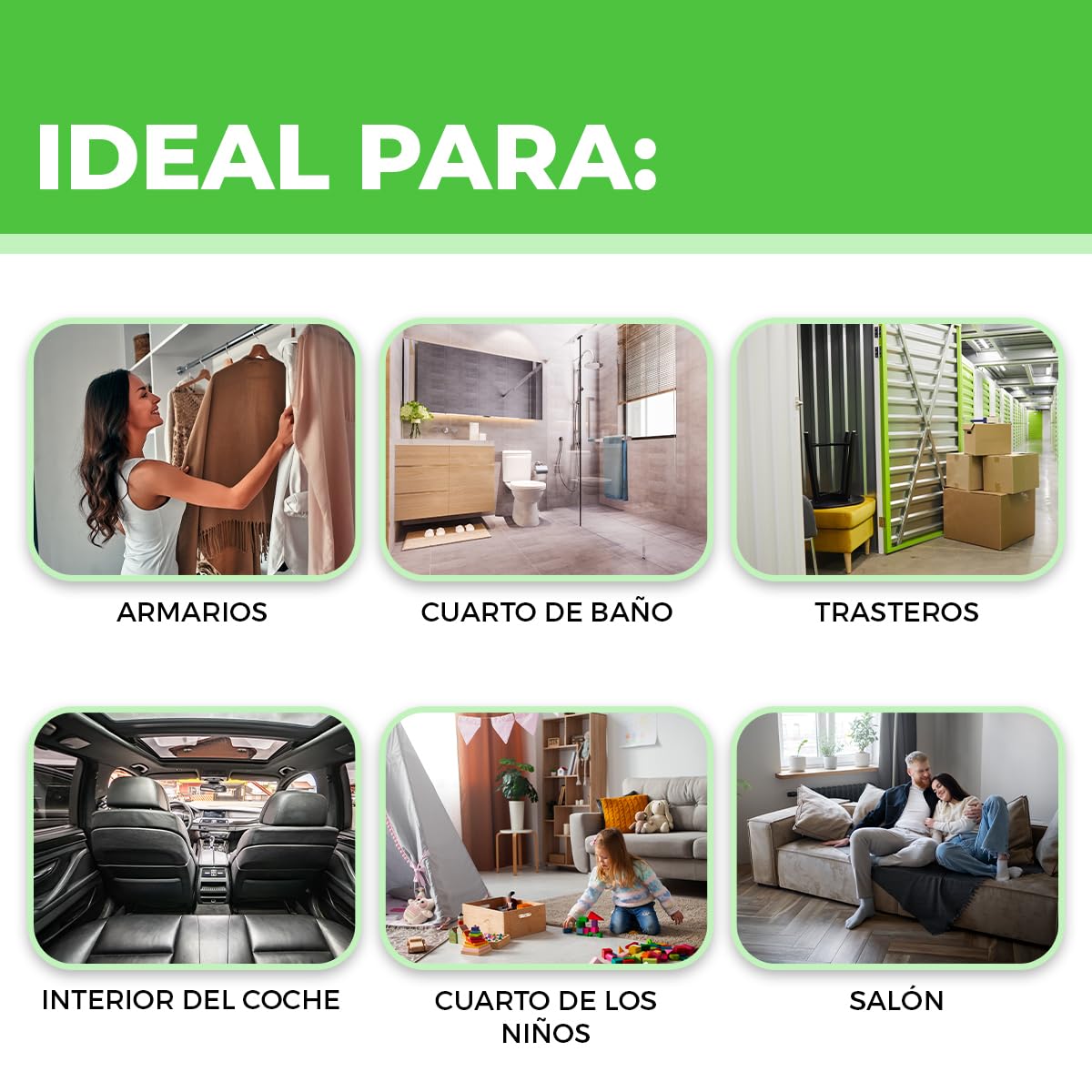 NAIKIR - Pack 6 Bolsas Antihumedad - Deshumificadores de Humedad para Armarios, Baños, Trasteros - Perchas Antihumedad Alta Absorción (6)
