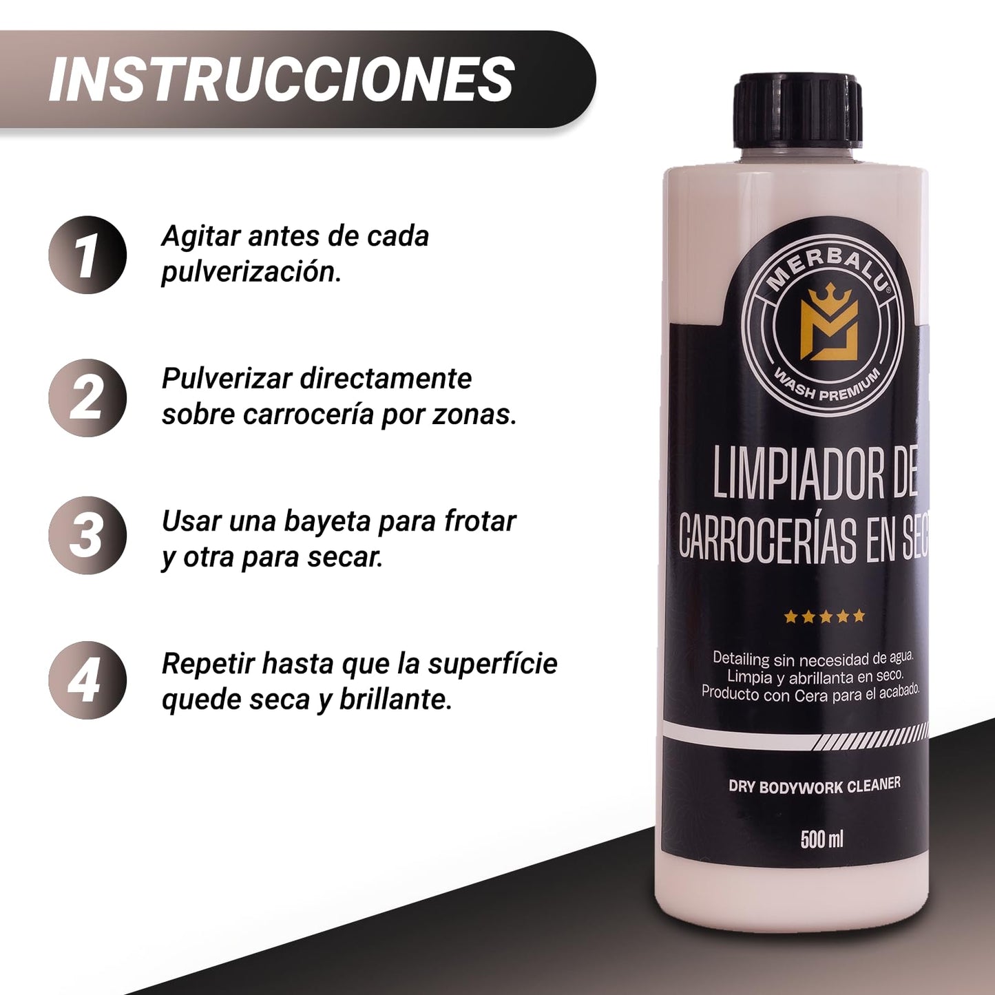 Limpieza de coche exterior profesional en seco con cera de carnauba Limpiador y abrillantador Potente tratamiento ceramico de carrocería para coche y moto bayeta microfibra premium incluida