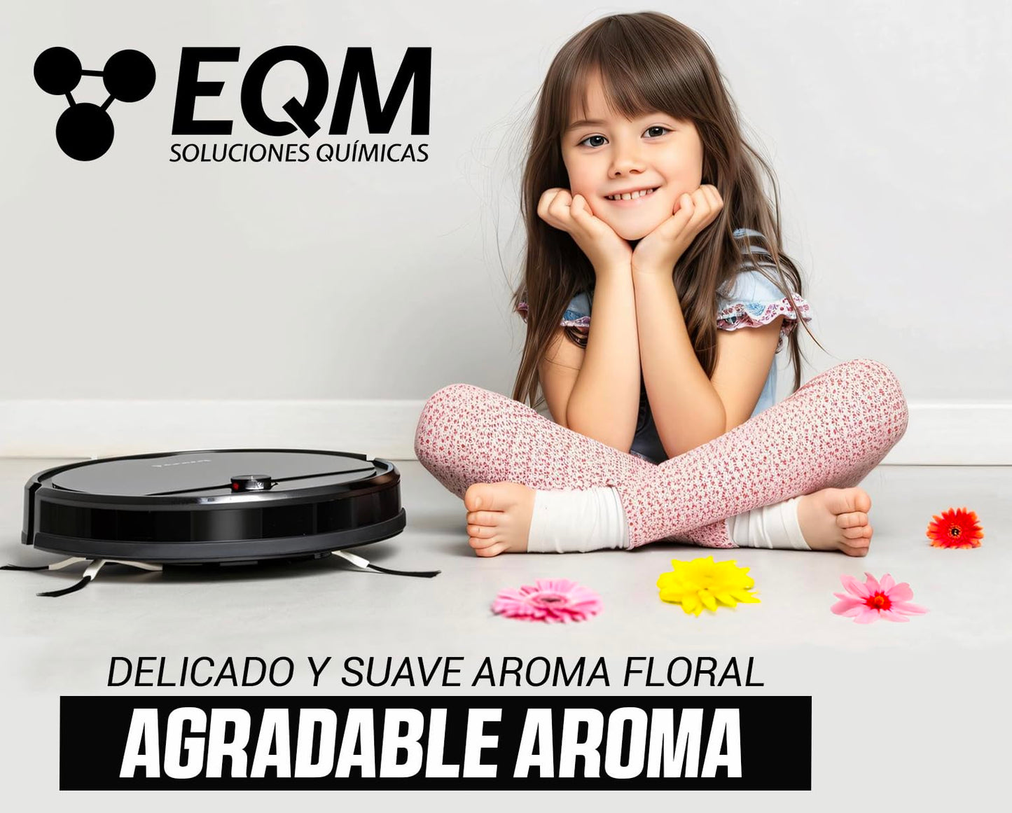 EQM - ECO-217 - Limpiador de suelos para robots de limpieza - 1L - Válido para cualquier superficie gracias a su pH neutro - Agradable aroma floral