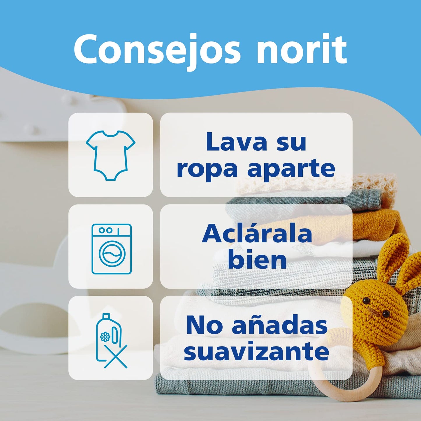 NORIT Bebé - Detergente Líquido para Ropa de Bebé, Pieles Sensibles y Atópicas - Pack de 4 Unidades de 1125 Mililitros, 4500 Mililitros