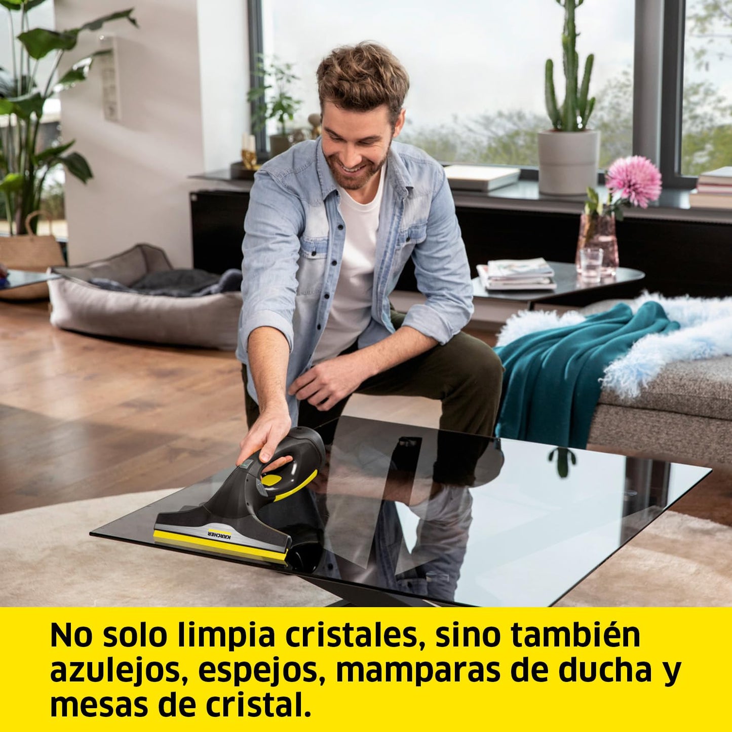 Kärcher Limpiadora de Cristales WV 2 Black Edition, Autonomía de Batería: 35 min, Indicador LED Estado Batería, 2 Boquillas de Aspiración, Pulverizador y Paño Microfibra, 20 ml Detergente
