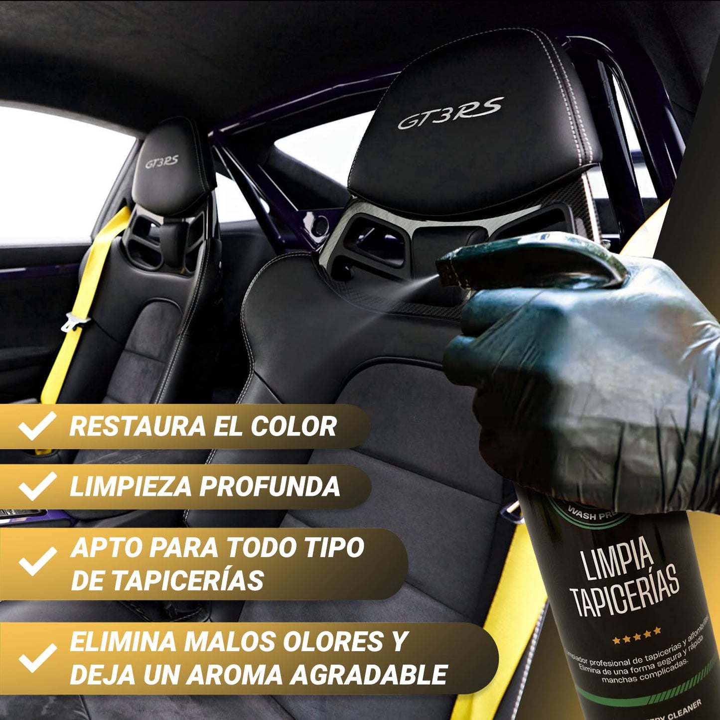 Merbalu. Limpia tapicerias Coche Kit Limpiador de tapicerias de Coche y Otros Textiles Limpieza Coche Interior Limpia tapicerias en Profundidad Uso facil y rápido Asientos y Alfombrillas