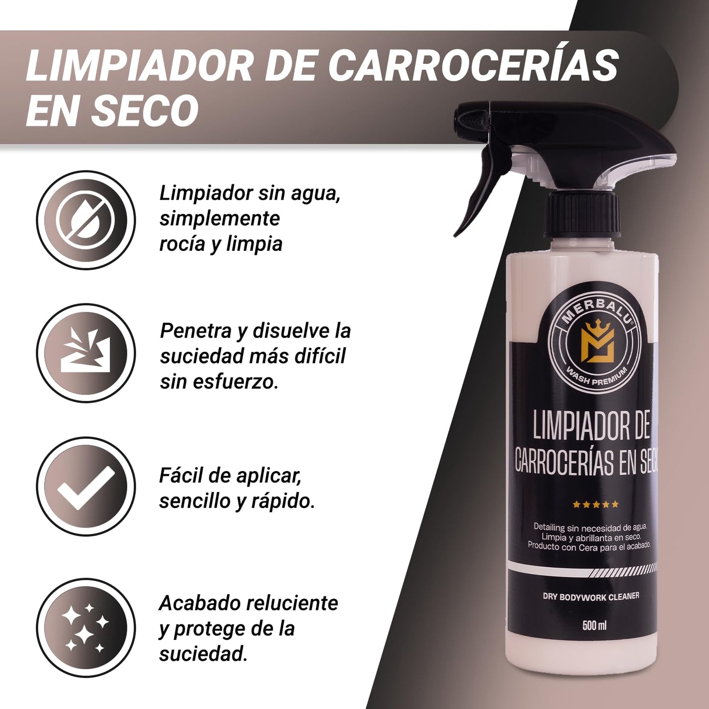 Limpieza de coche exterior profesional en seco con cera de carnauba Limpiador y abrillantador Potente tratamiento ceramico de carrocería para coche y moto bayeta microfibra premium incluida