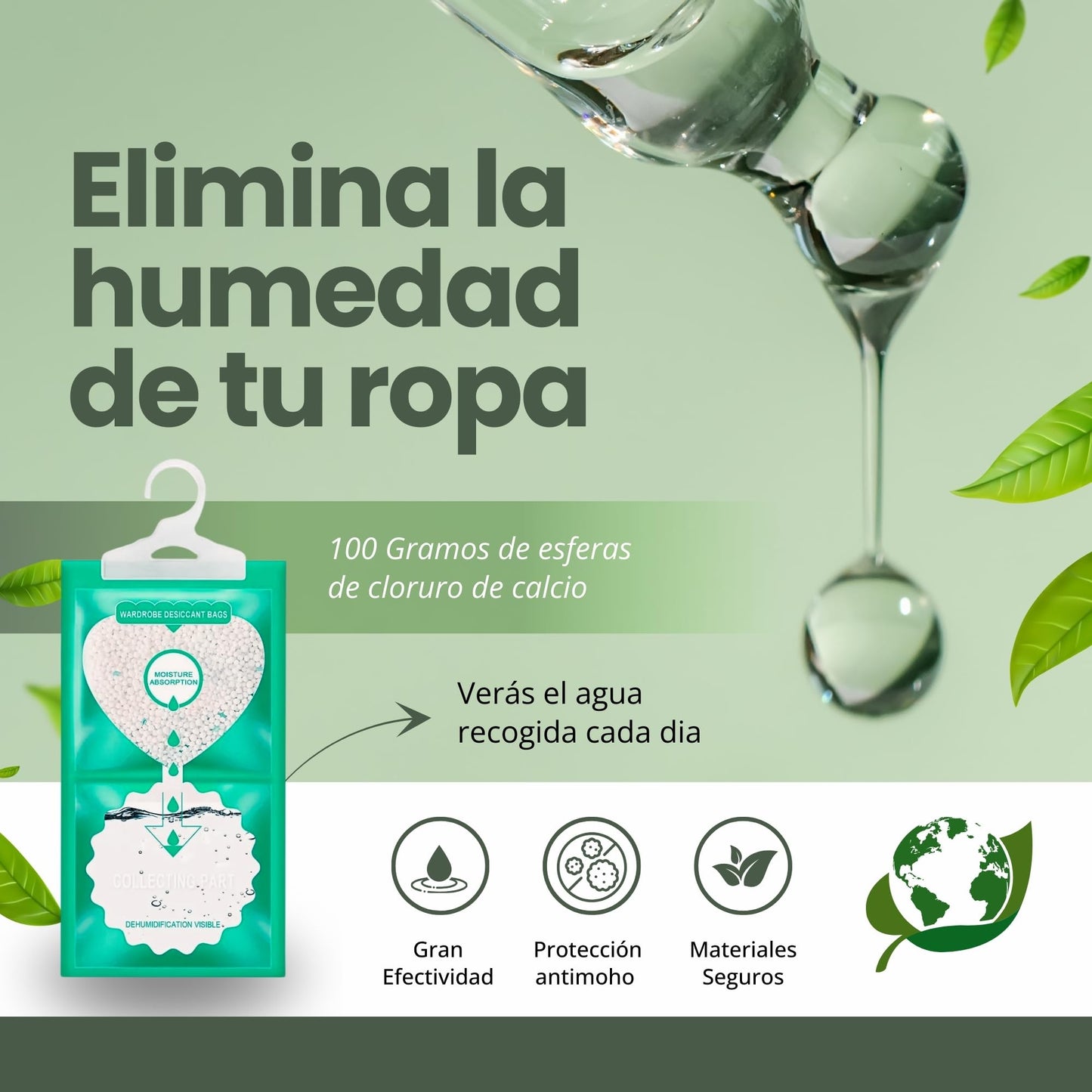 KAI KOA – 10 Bolsas Antihumedad para Armarios y Cajones + Caja de Almacenaje | Absorben Humedad, Eliminan Olores y Previenen Moho en la Ropa