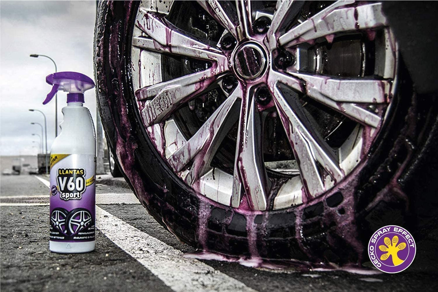 Sisbrill V60 Sport Limpia Llantas - Neutro y Seguro - Efecto Gecko Spray - Pack 2 Unidades