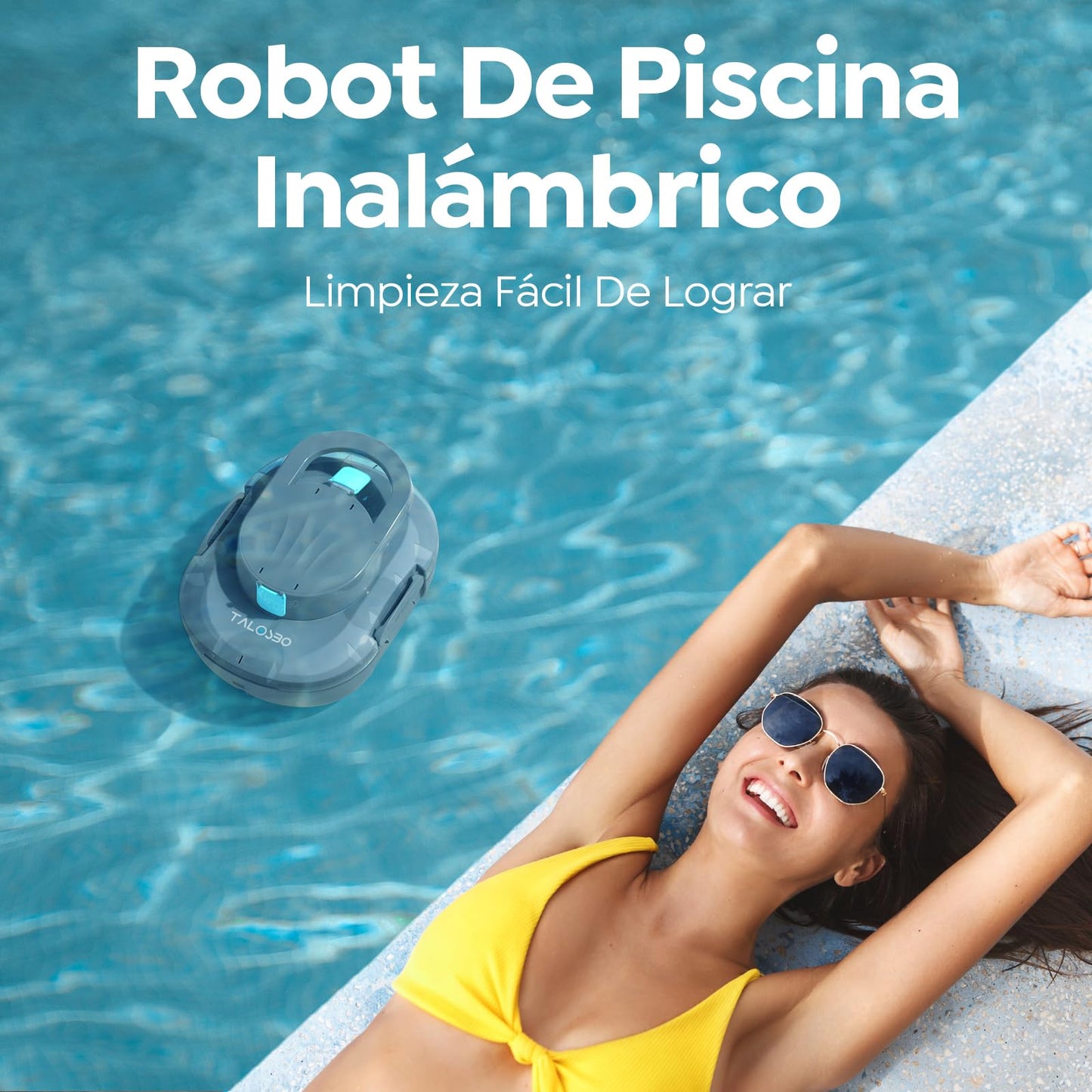TALOSBO Pleco S1 Robot Piscina, Doble Motor Limpiafondos Piscina Sin Cable, 80 Min de Limpieza, Carga en 2.5h, Autoaparcable, para Piscinas de Fondo Plano