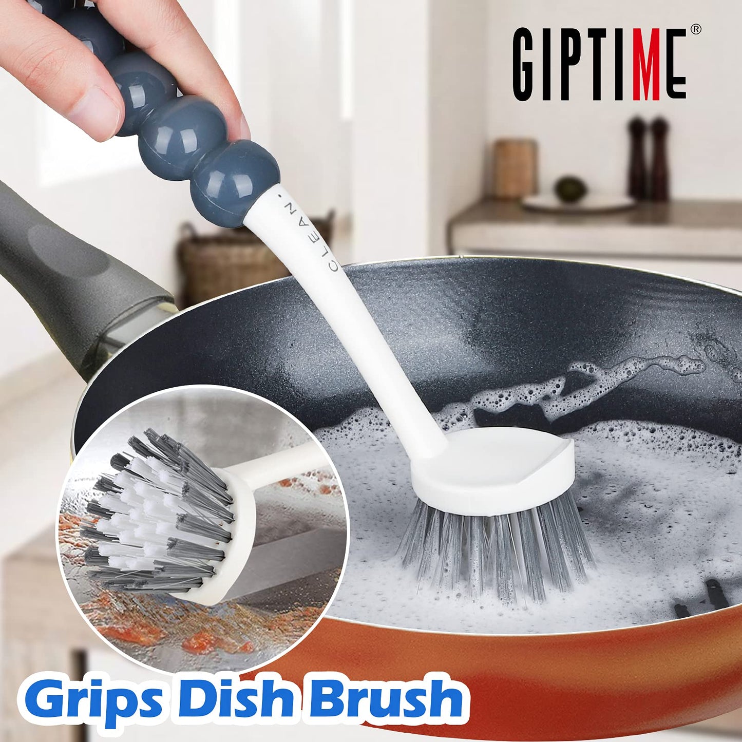 GIPTIME 4 cepillos para Limpieza, Cepillo de Cocina, Incluye Cepillo de Limpieza de Pan, Cepillo de Fregadero, Agarre cómodo, Cepillo de baño, Cepillo de Zapatos, Herramienta de Limpieza de Ranuras