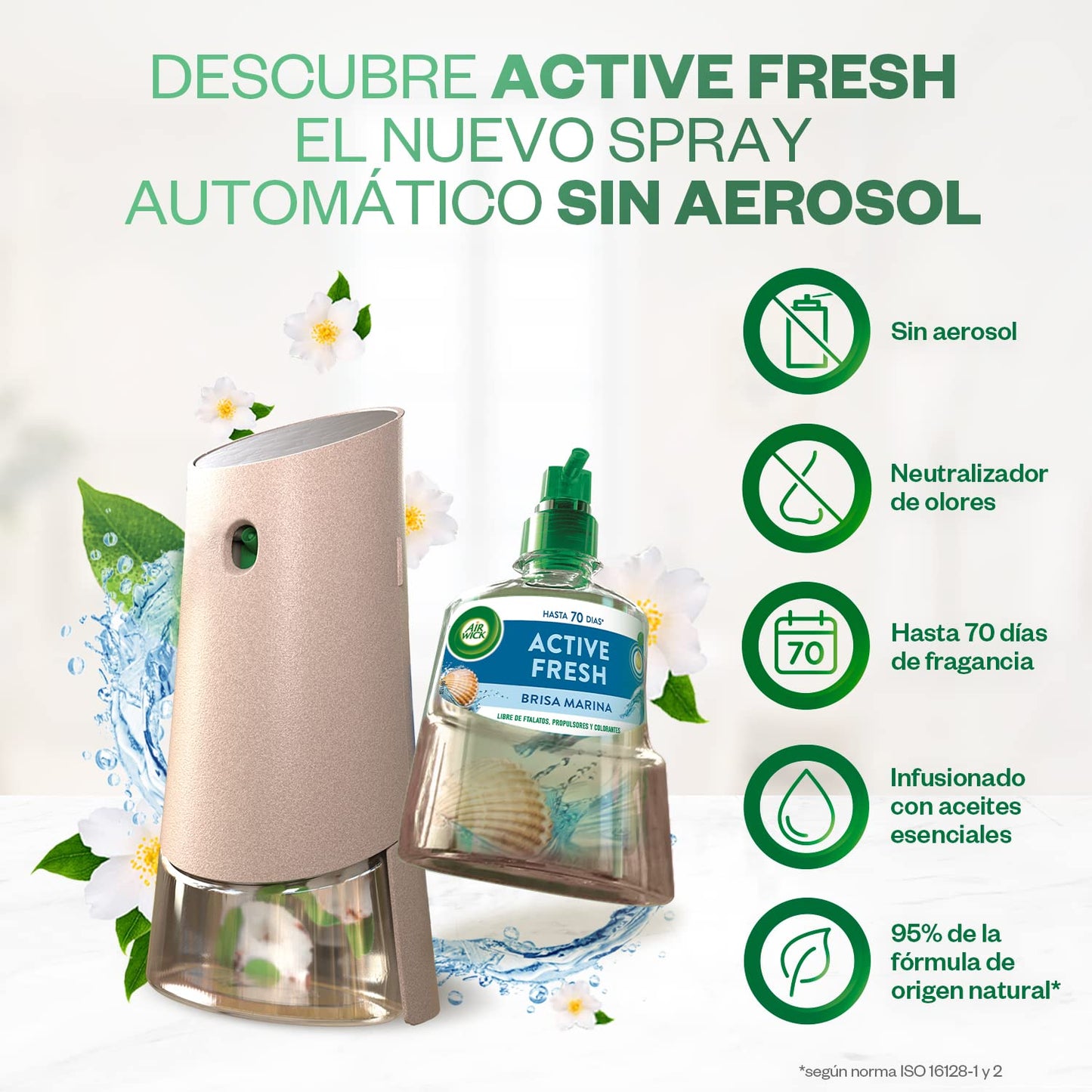 Air Wick Freshmatic - Recambios de ambientador spray automático, esencia para casa con aroma a nenuco - Azul, 250 ml (Paquete de 6)