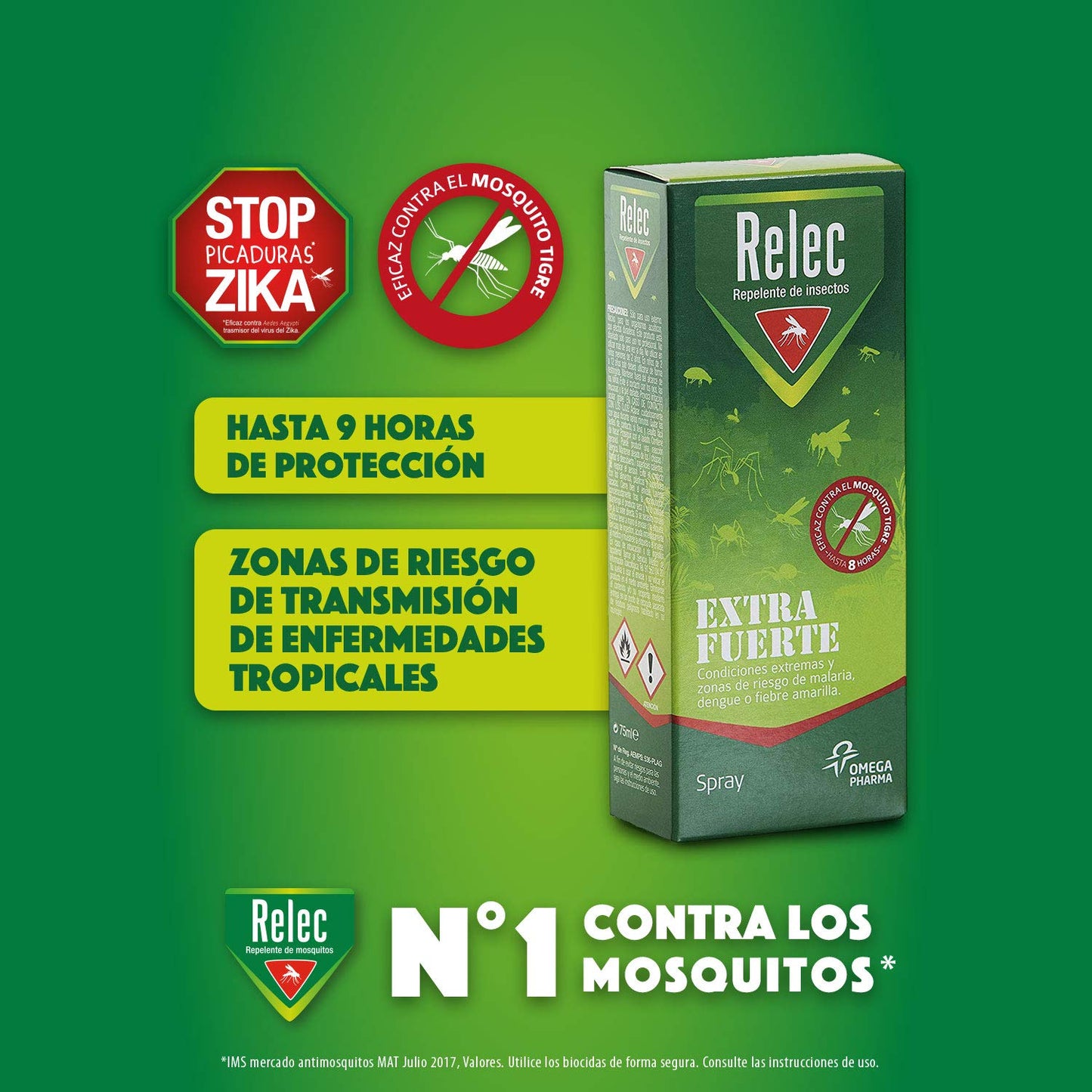 Relec Extra Fuerte Spray Antimosquitos, Repelente de Mosquitos, Eficaz Contra El Mosquito Tigre, Eficacia y Protección Contra las Picaduras de Mosquitos en Condiciones Extremas y Zonas Tropicales