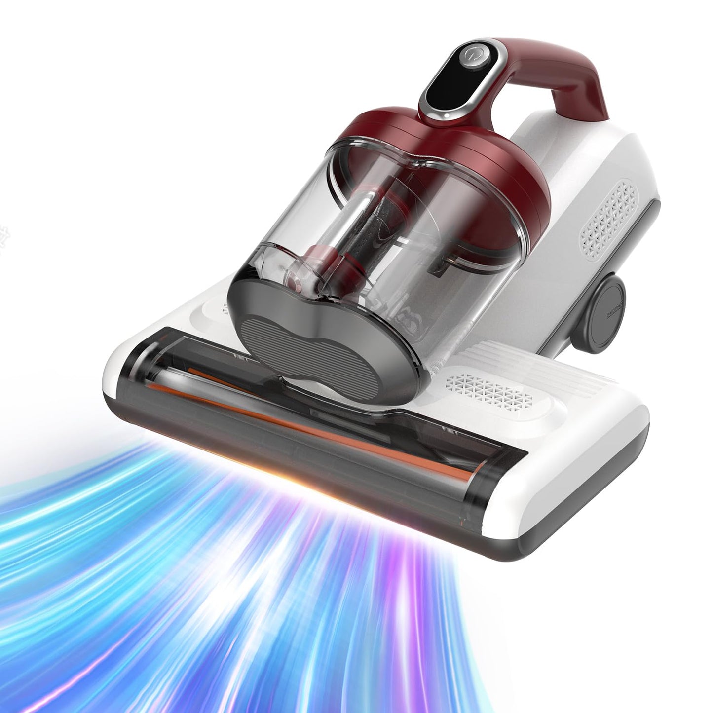 FEVORCS Aspirador de ácaros para colchones con luz UV de 17 kpa, con doble rodillo, 450 W, doble depósito de polvo de 600 ml, para tapicería, cama, sofá, pelo de animales