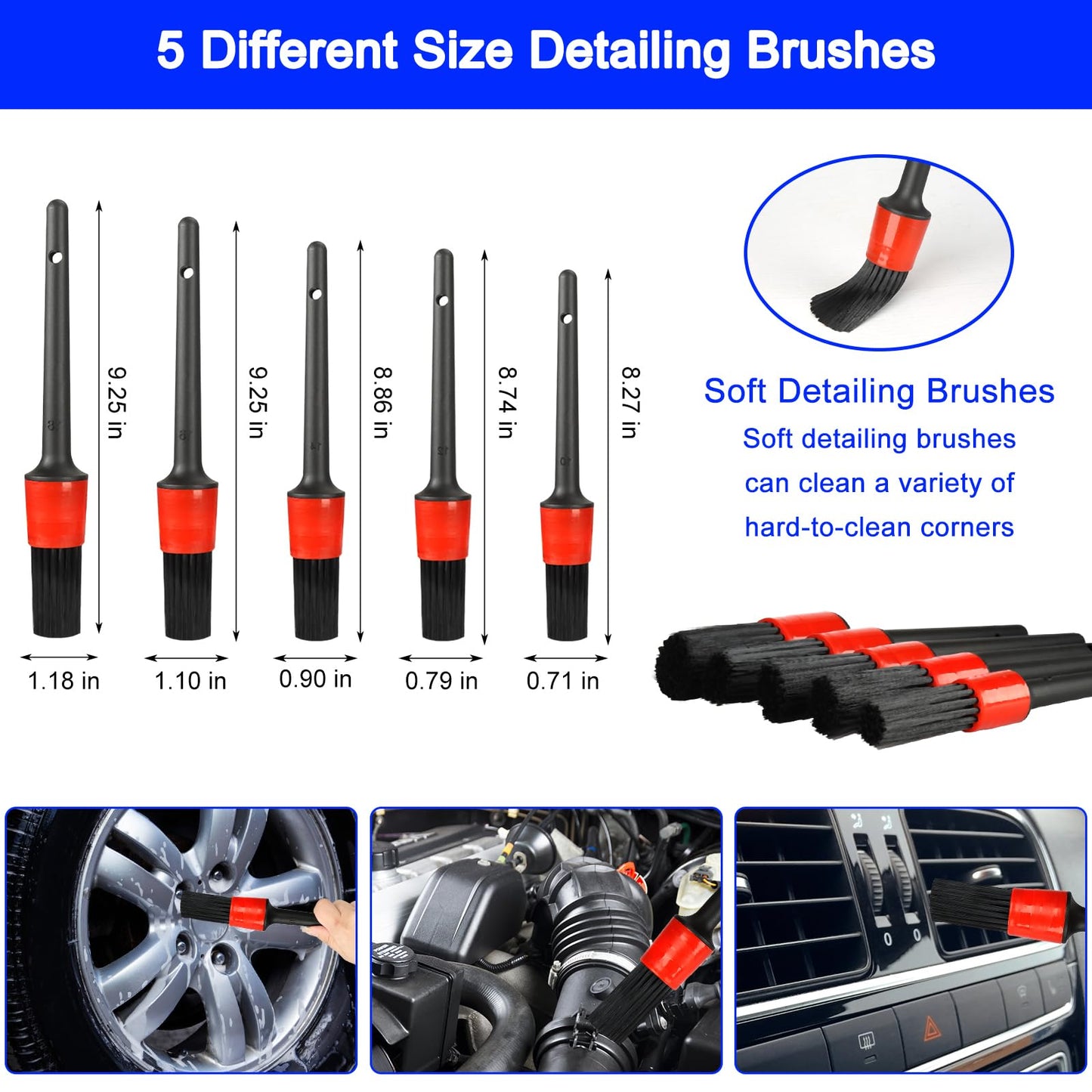 Kit Limpieza Coche,36 pcs Juego de limpieza de coche,Cepillo para Taladro Limpieza,Cepillo Limpieza Coche con Cepillos,Esponjas para Pulir,Kit Limpieza Coche Interior para Interior Y Exterior