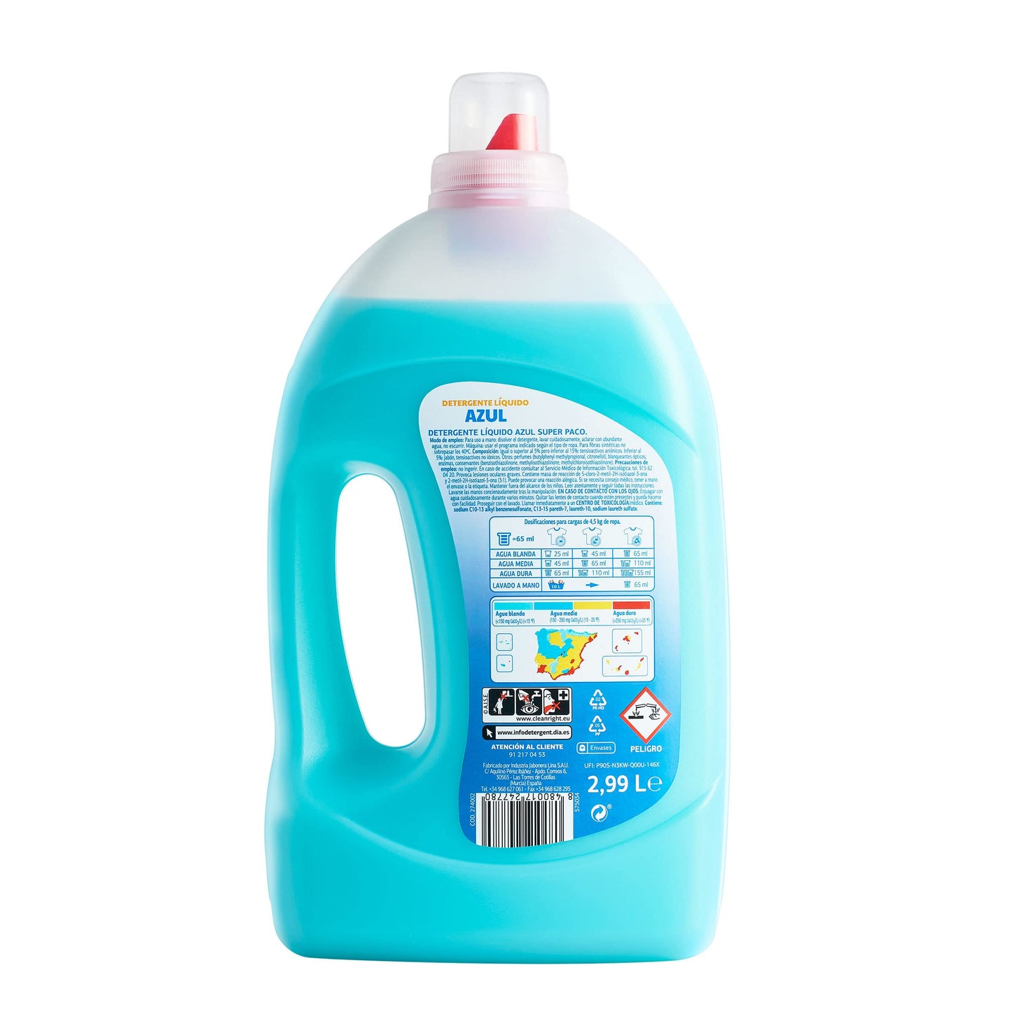 DIA SUPER PACO detergente máquina líquido azul botella 46 lv