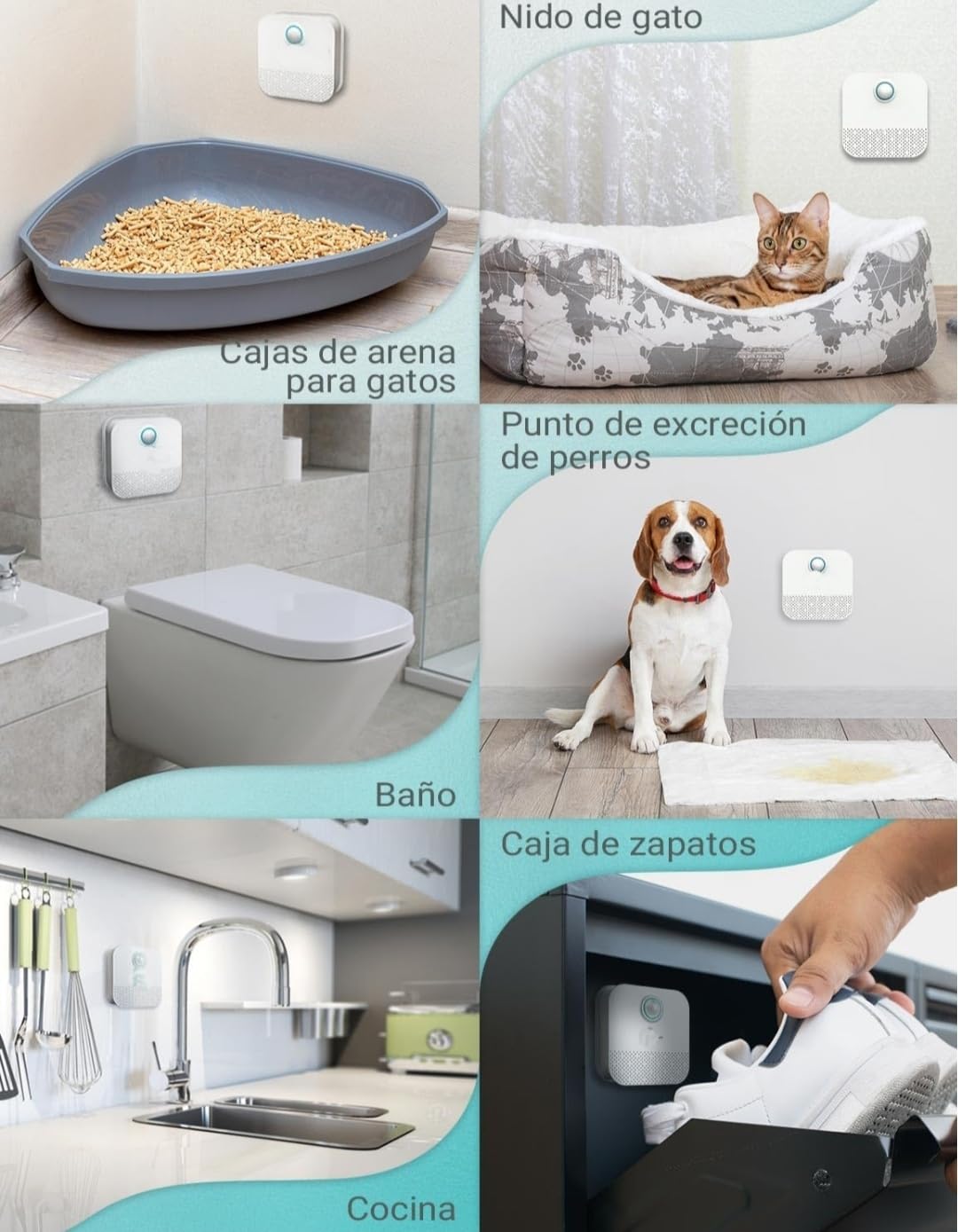Desodorante para Arena de Gatos,Desorizador inteligente, Elimina el mal olor en la arena para gatos frescura duradera Batería de 21 días de duración para Caja de Arena para Gatos
