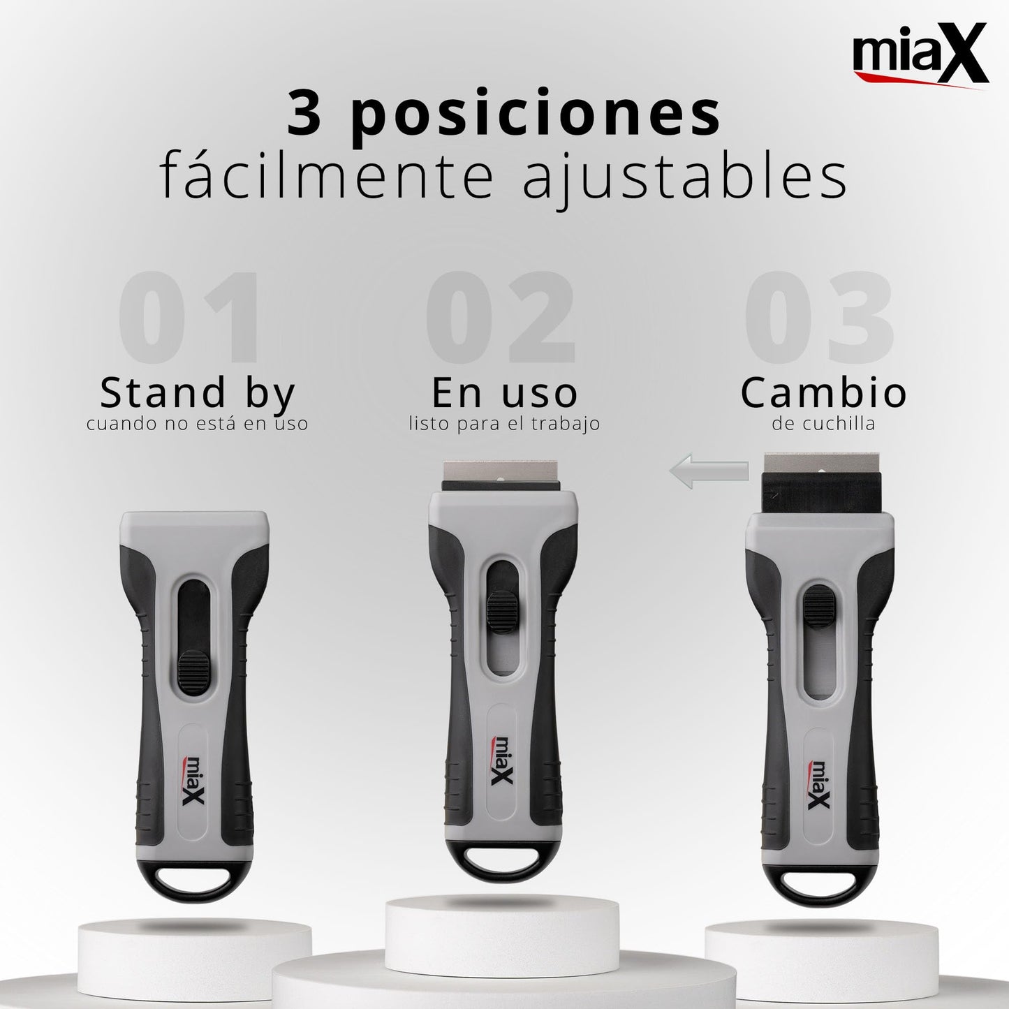 miaX Rasqueta Profesional vitrocerámica - Rascador confiable para cocina raspador para estufa en el hogar-Estable con mango de tacto suave-Cuchillas de reemplazo integradas para el raspador de cristal