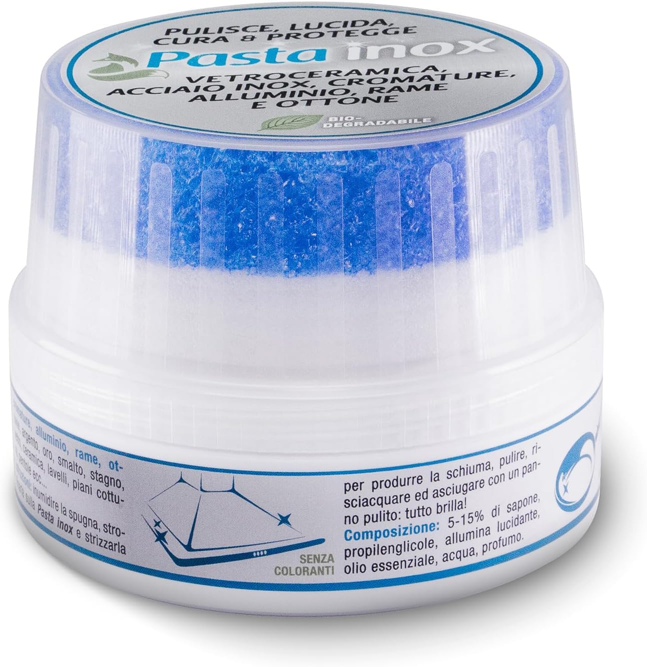 Pasta Inox Limpiador de Acero Inoxidable Limpia, Pulimenta, Cuida y Protege Ollas, Placas de Cocina, Campanas y Fregaderos Sin Rayar (300g)