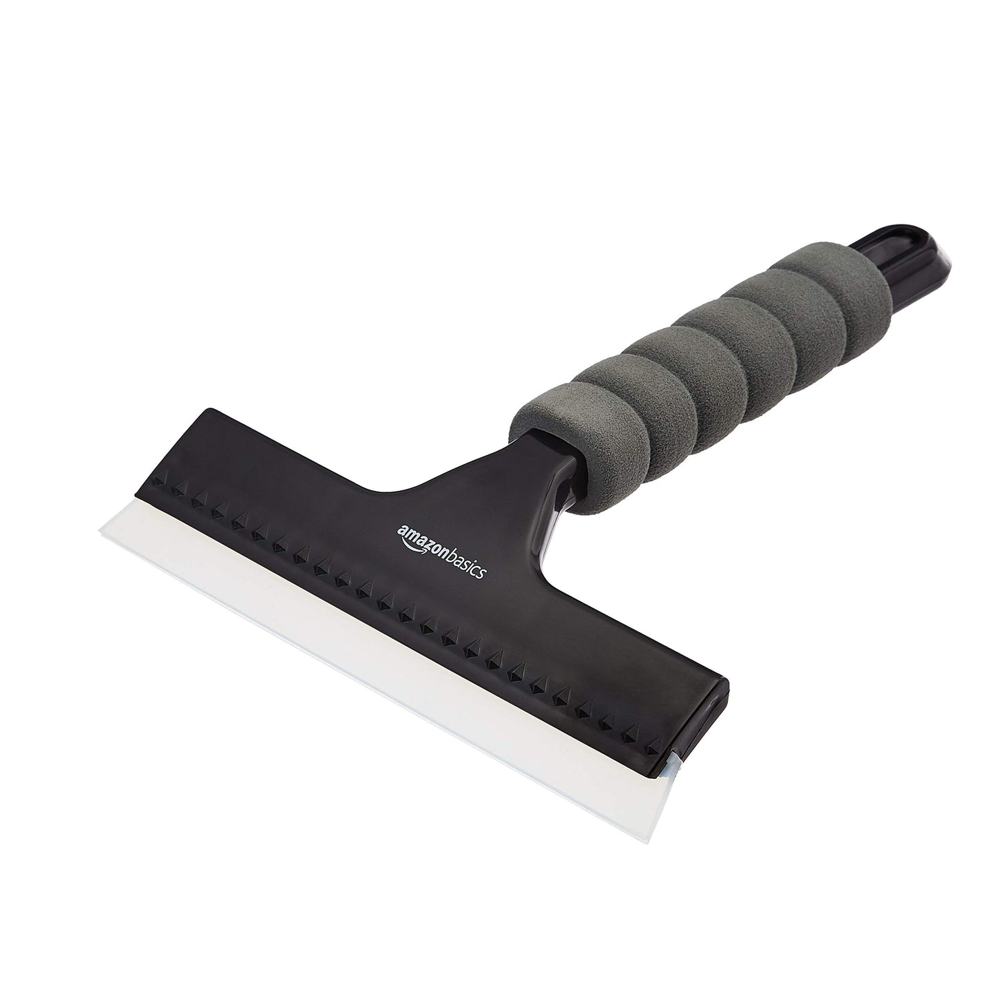 Amazon Basics - Rasqueta limpiacristales con mango, para ventanas, cristales, espejos y ventanas de coches, Negro