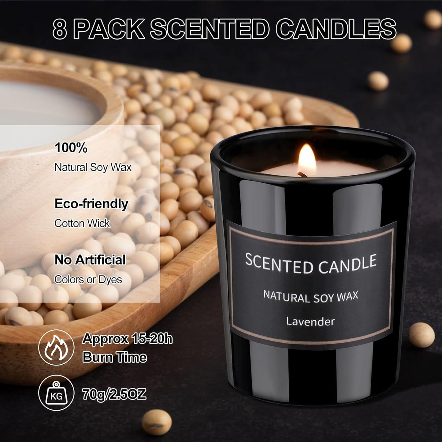Dsclavacy Velas perfumadas de regalo para mujer, juego de 8 velas de 3.4 onzas, cera de soja natural, Velas Aromaticas para cumpleaños