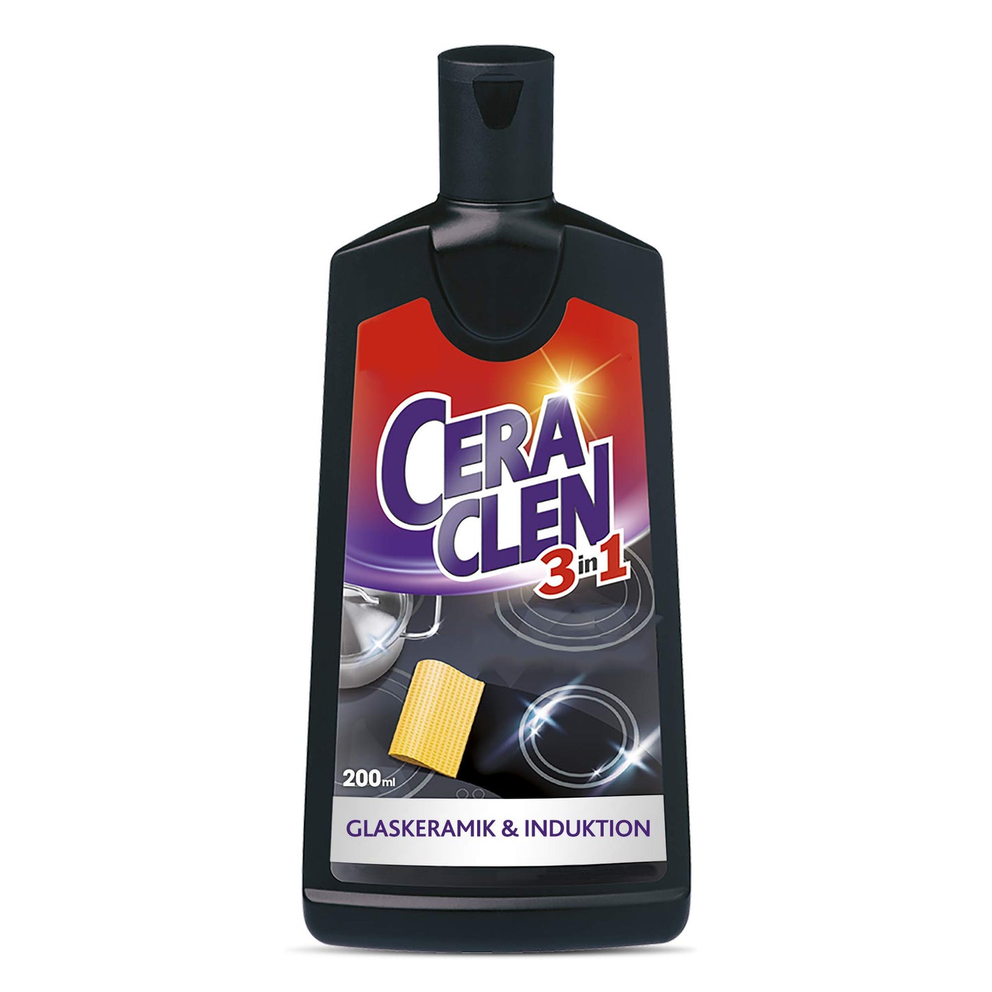 Hemir Ceraclen Limpiador y cuidado para vitrocerámica e inducción y acero inoxidable – limpieza, brillo y cuidado – 1 x 200 ml